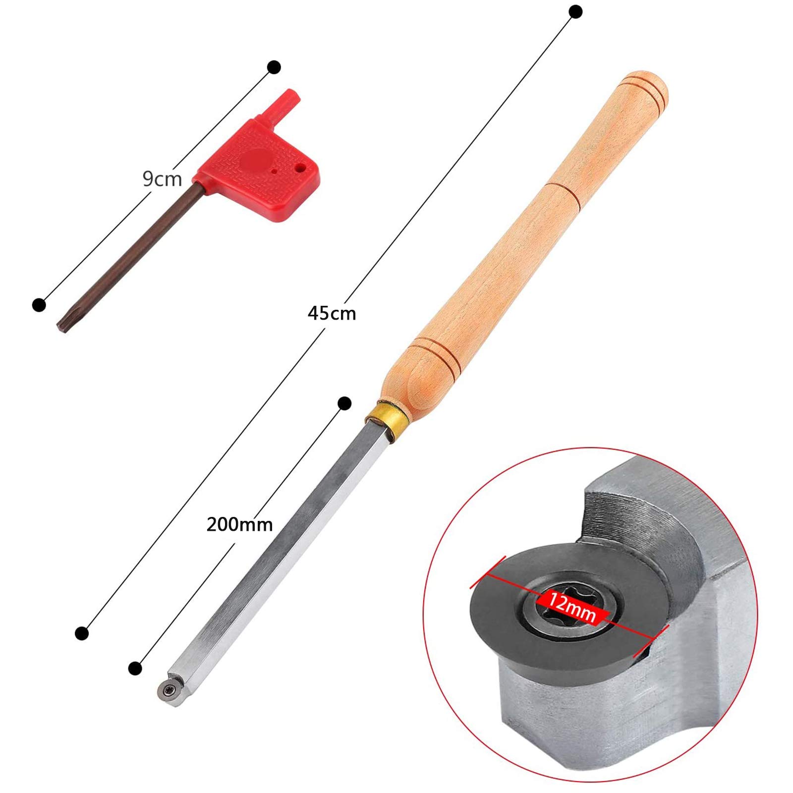 Premium Carbide Tipped Wood Lathe Turning Tools Set with Round Diamond Carbide Insert Cutters - Professional Woodworking Tools for Hobbyists, DIY & Carpenters - Perfect for Bowl Turning, Spindle Work & Furniture Making