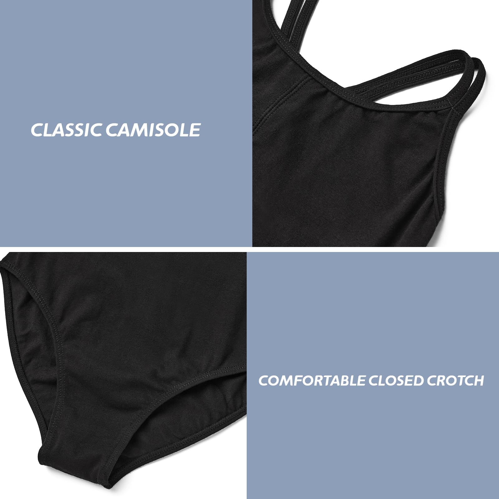 HiDance Cotton Camisole Ballet Leotards for Girls, Toddlers & Kids - Double Strap Gymnastics & Dancewear for Ballet Classes, Recitals & Practice - Soft & Comfortable Leotards for Young Dancers