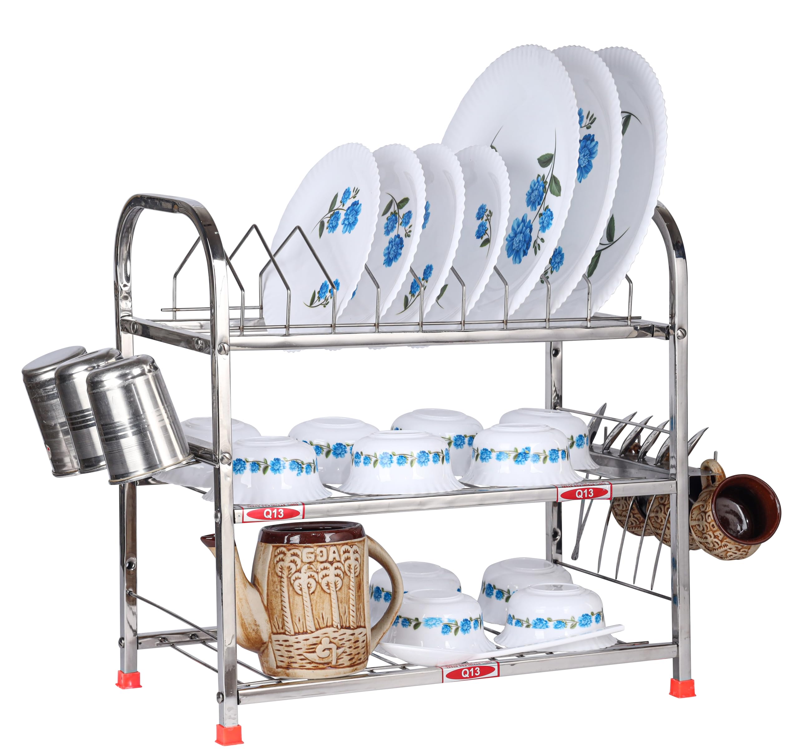 4RCE Stainless Steel Kitchen Utensil Stand | 18x18 Dish Rack & Organizer | Wall Mount or Countertop Drying Rack for Spoons, Ladles & Cooking Tools | Perfect for Small Kitchens & Dish Drying Stations