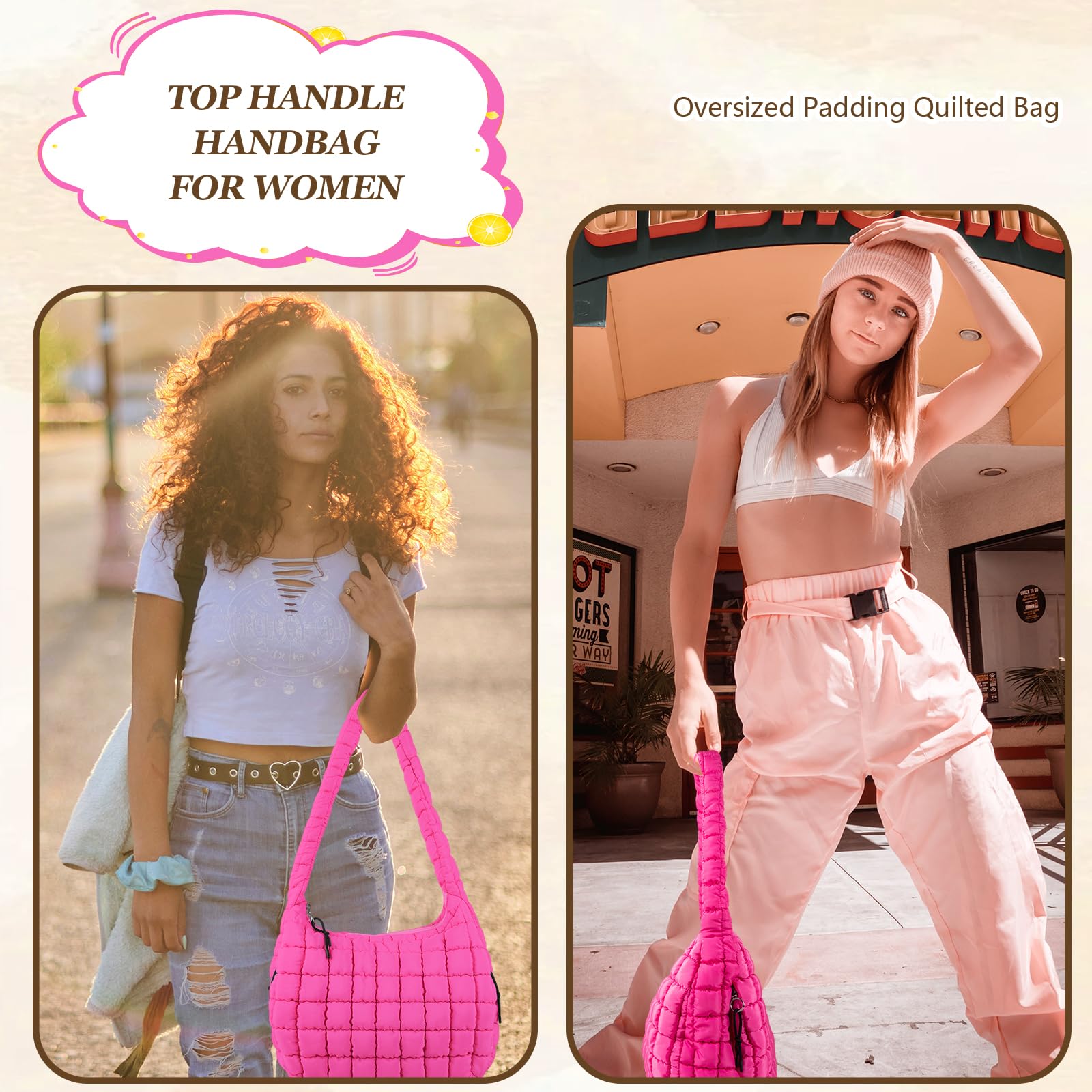 Quilted Puffer Tote Bag for Women - Large Crossbody Shoulder Bag with Zipper, Nylon Bubble Hobo Handbag Carryall | Perfect for Work, Travel, Shopping & Daily Use