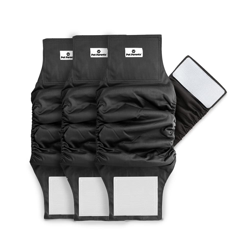 Washable Belly Bands for Male Dogs - 3 Pack Reusable Dog Diapers with Extenders | Premium Male Dog Wraps & Diaper Covers (X-Small, Black) | Perfect for House Training, Incontinence & Travel Protection