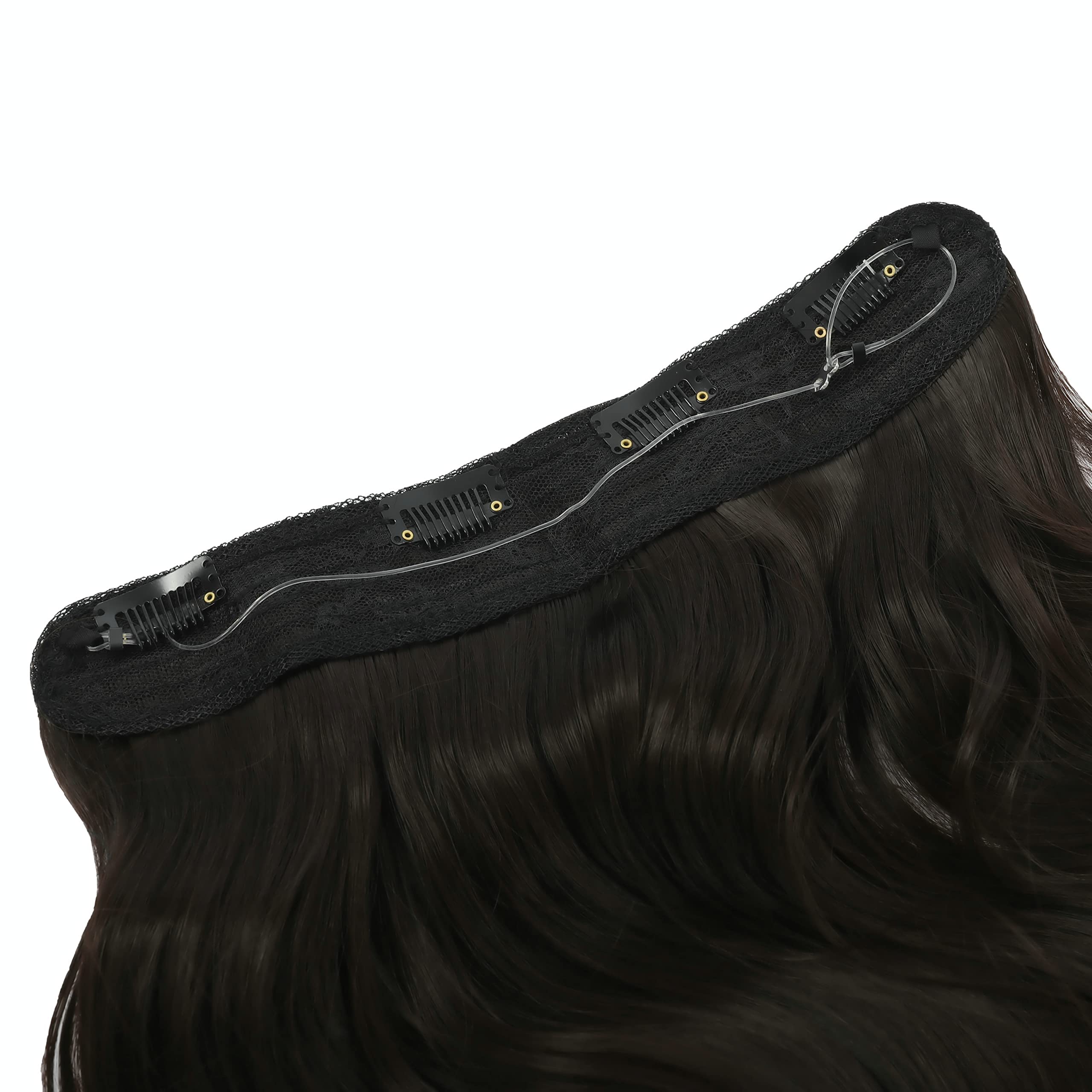 Transparent Invisible Wire Hair Extensions with 4 Secure Clips - Adjustable Size, 18