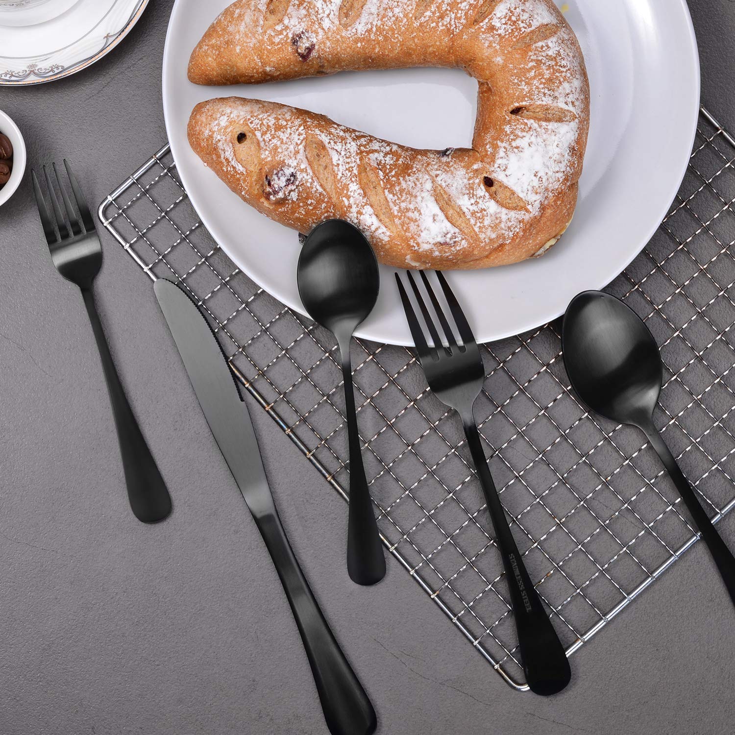 40-Piece Matte Black Silverware Set for 8 - Stainless Steel Flatware Cutlery Set with Steak Knives, Forks & Spoons - Elegant Wedding & Housewarming Gift - Perfect for Dinner Parties, Restaurants & Home Dining