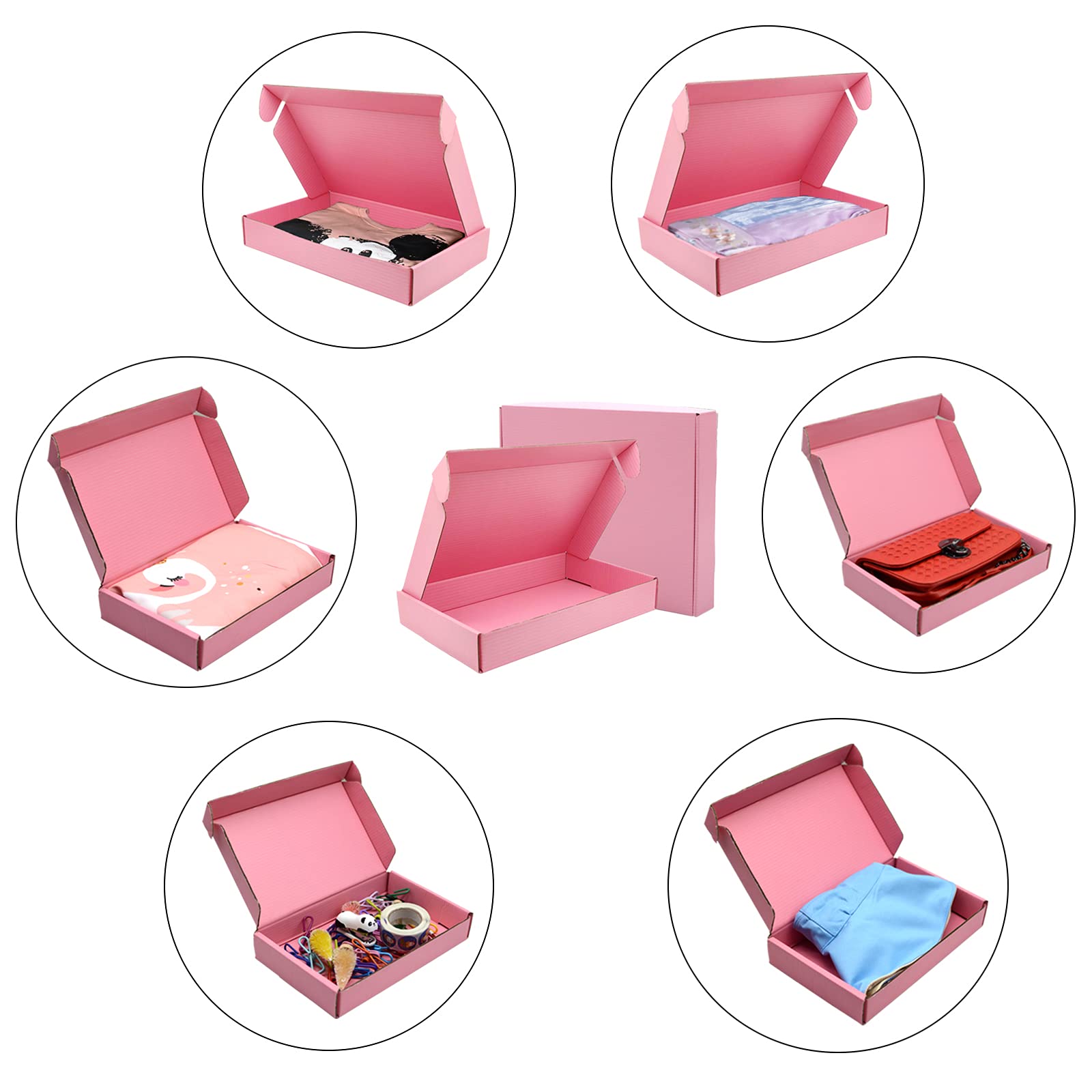 12 Pack Pink Corrugated Cardboard Shipping Boxes 10x6x1.6 Inches - Small Business Packaging, Storage & Gift Boxes for Ecommerce, Crafts, Jewelry & Home Organization