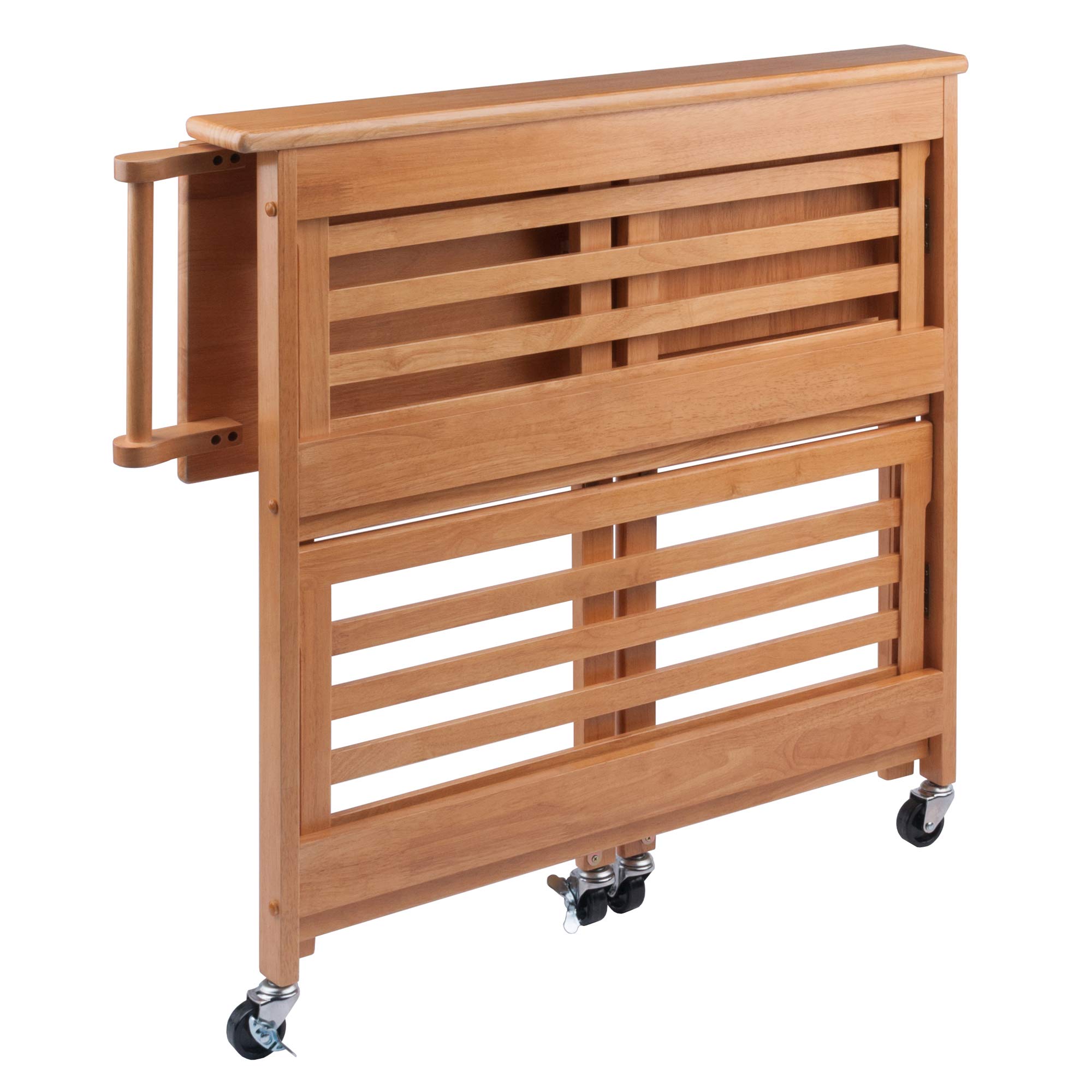 Winsome Radley Light Oak Kitchen Cart - Rolling Island with Storage Shelf for Small Spaces, Kitchen & Dining Room Organization