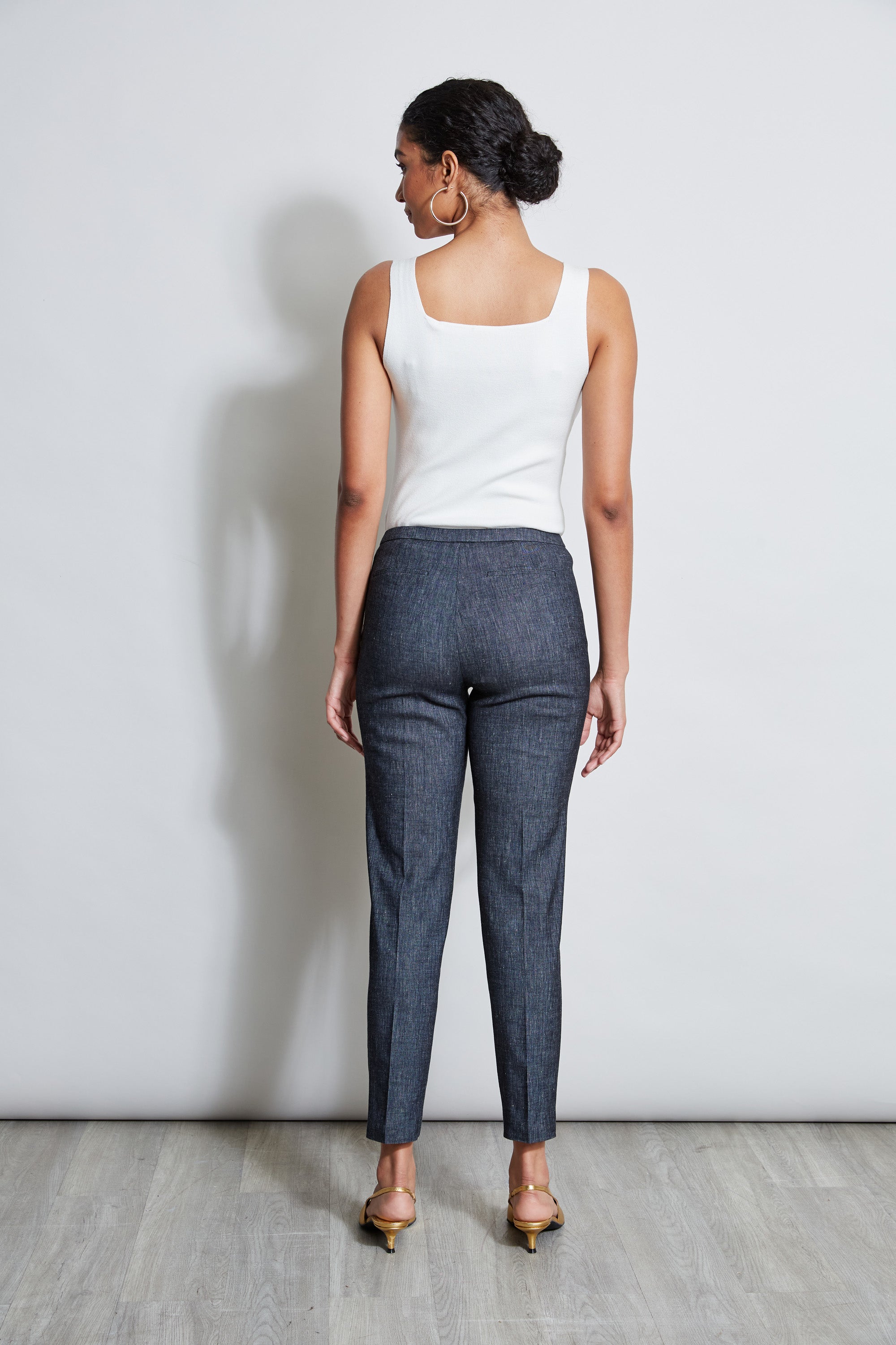 Slim Fit Linen Pants for Women - High Waisted Denim Trousers E4012204 | Casual Office Wear & Summer Outfits