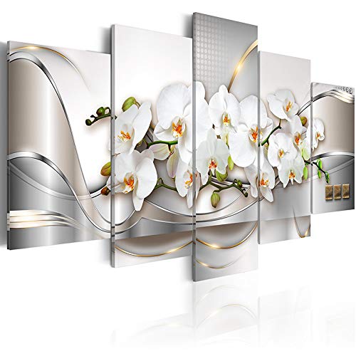 Abstract White Orchid Floral Canvas Wall Art Prints - Modern Botanical Paintings for Living Room, Bedroom & Office Decor | Home & Office Decorations
