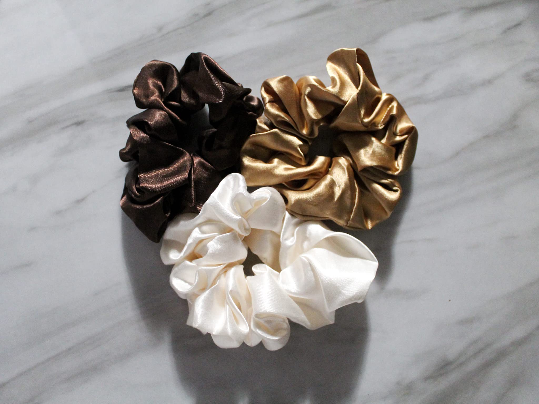 3-Pack Silk Blend Hair Scrunchies - Gentle on Hair, Prevents Breakage & Damage - Perfect for Workouts, Yoga, and Everyday Styling