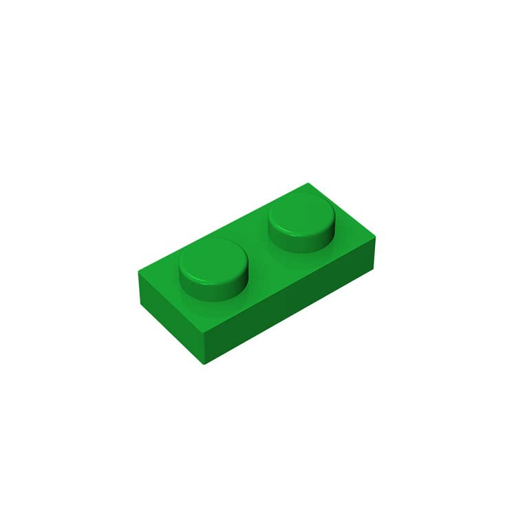 100-Piece Classic Green 1x2 Building Plates - Bulk Lego-Compatible Bricks for Creative Play, STEM Toys & DIY Projects - Fits All Major Brick Brands (3023 Compatible)