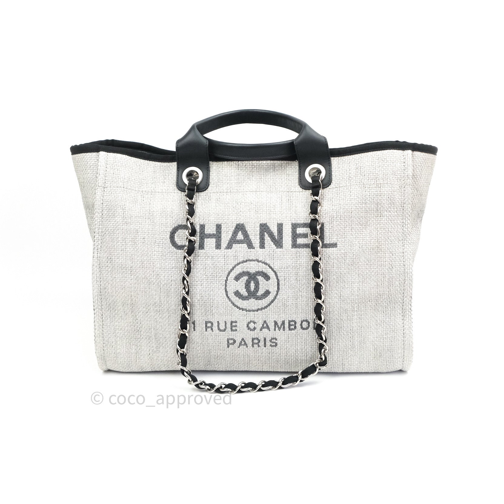 Chanel Canvas Large Deauville Tote Bag Light Grey - Luxury Designer Handbag for Women, Perfect for Travel, Work & Everyday Use