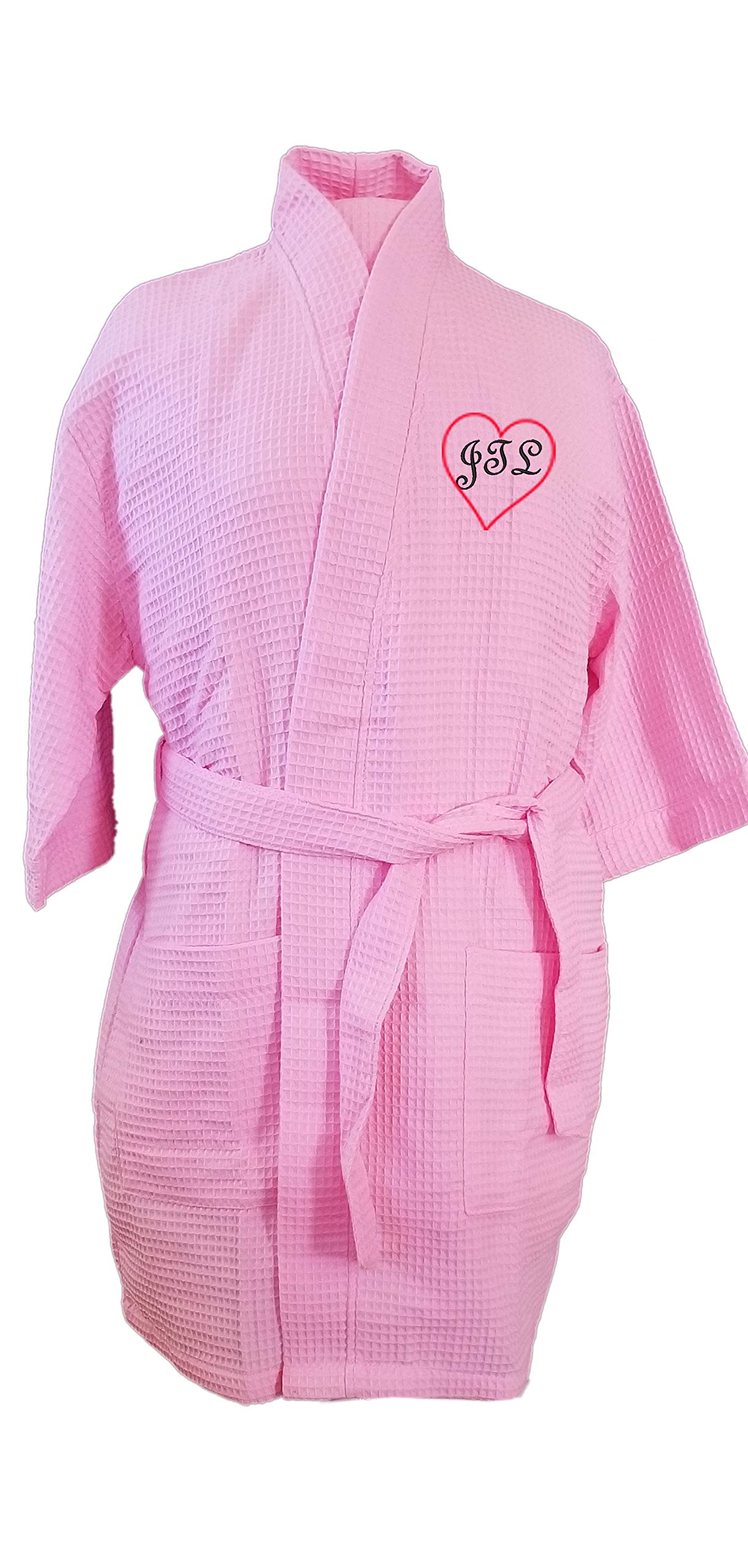 Personalized Monogrammed Cotton Waffle Bathrobe - Custom Initials & Short Names - Soft Spa Robe for Women & Men - Perfect for Bridal Showers, Hotels, and Luxury Gifts