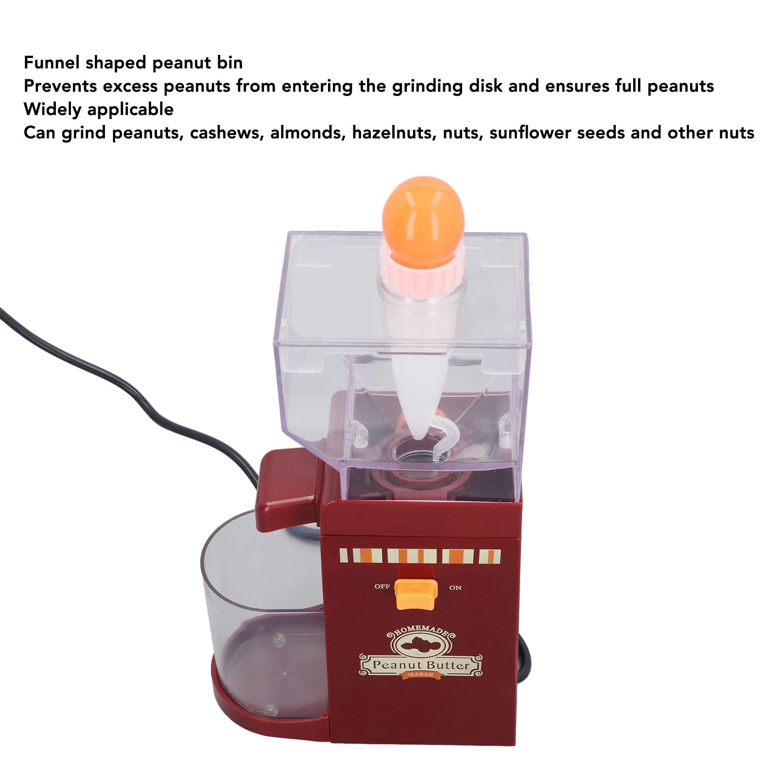 Electric Peanut Butter Maker Machine - Home Nut Grinder for Almonds, Cashews, Hazelnuts & Sesame - Anti-Slip Design - Perfect for Healthy Snacks, Smoothies & Baking