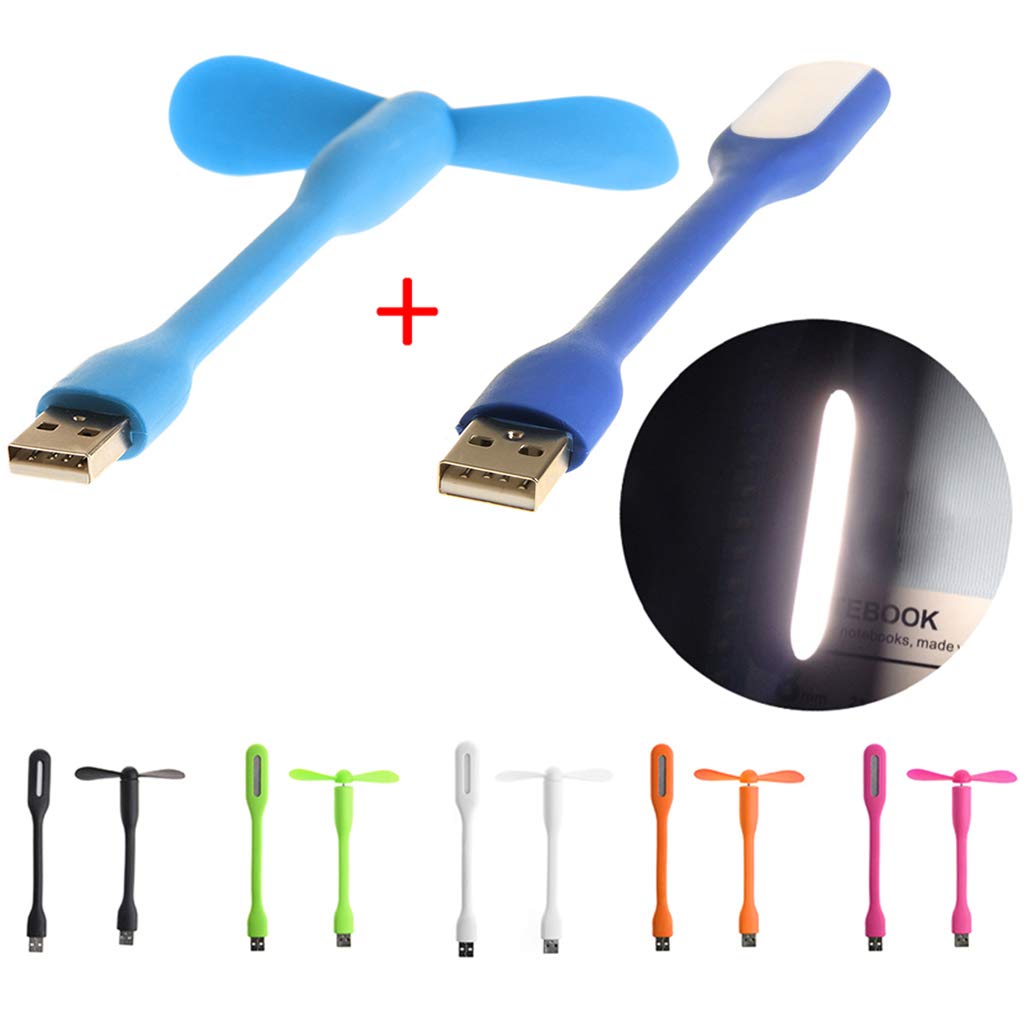 Portable USB Desk Fan with LED Light - 5V Flexible Mini Fan for Laptop, Computer, Camping & Office Use - USB Powered Cooling Fan & Night Light for Home, Travel & Workspace