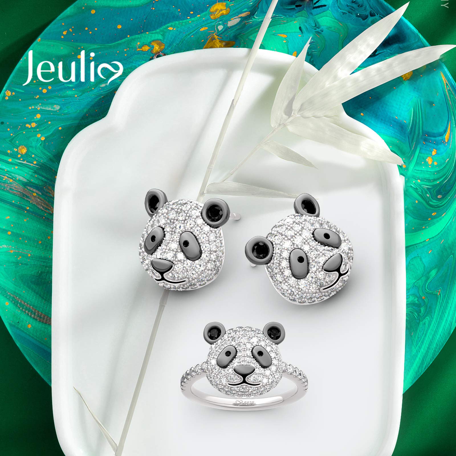 Jeulia 'Be Calm and Steady' Cute Panda Sterling Silver Earrings for Women - Dainty Animal Jewelry Gift for Girlfriend, Wife, Daughter - Comes with Elegant Gift Box - Perfect for Birthdays, Anniversaries & Everyday Wear