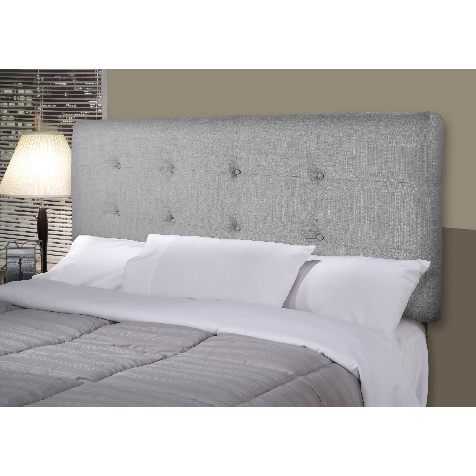 MJL Furniture Designs Ali Allure Series Modern 8-Button Tufted Adjustable Upholstered Headboard - California King Size, Charcoal Gray - Perfect for Master Bedroom Decor & Luxury Bedroom Makeover