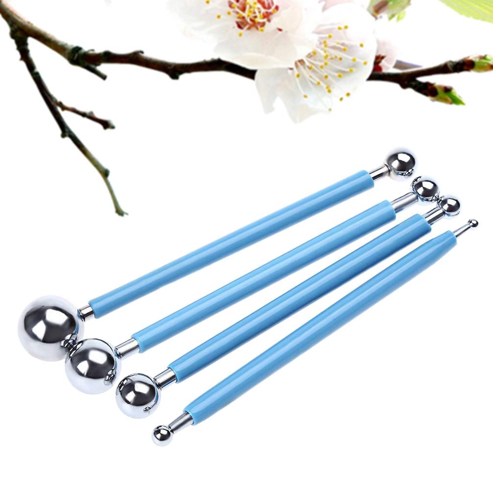4-Piece Metal Fondant Cake Decorating Tools Set - DIY Gumpaste Modeling Clay Sculpting Kit for Professional Cake Design | Perfect for Birthday, Wedding & Baking Projects