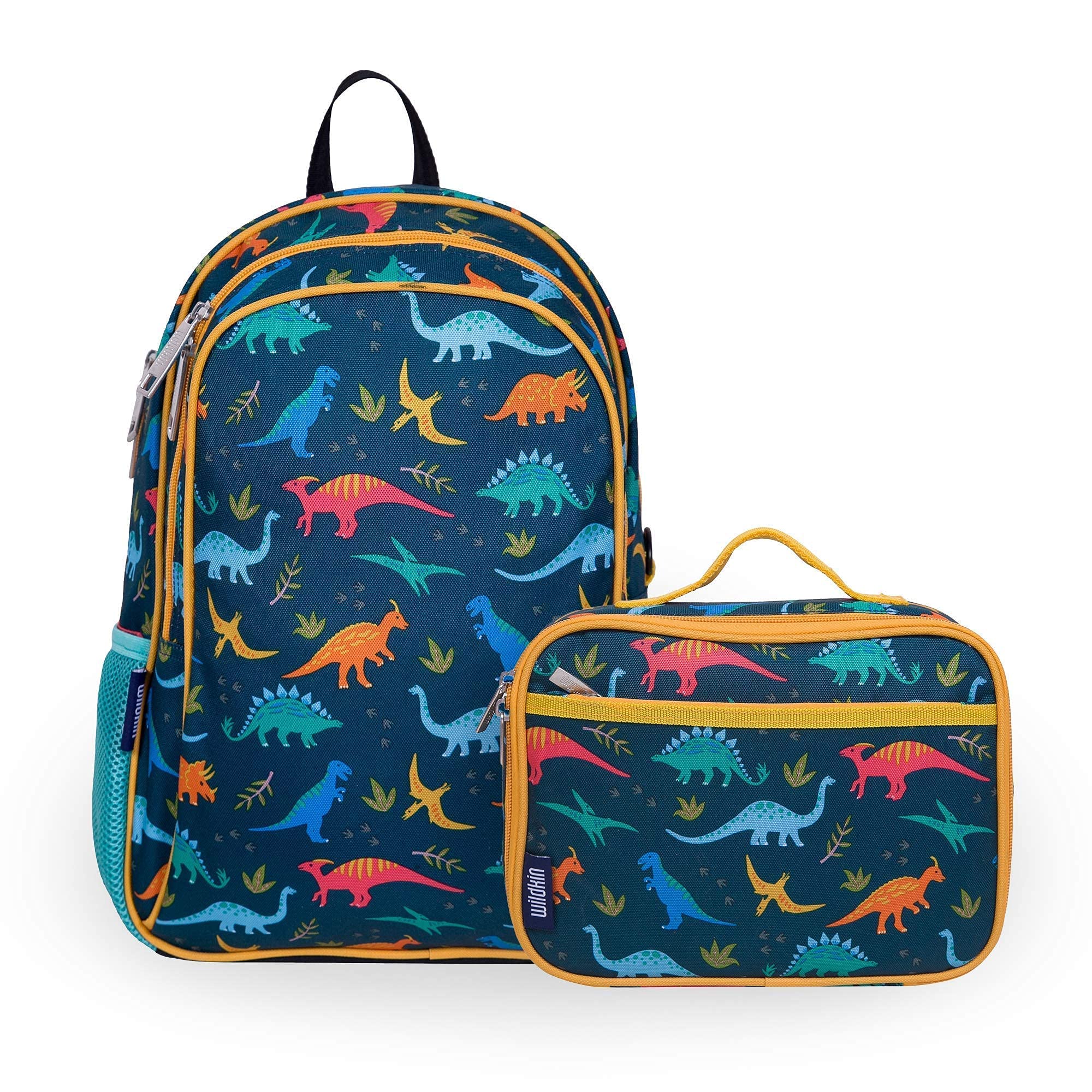 Wildkin 15 Inch Kids Backpack with Lunch Box Set - Dinosaur Theme School Backpack for Boys & Girls - Perfect for School, Travel & Outdoor Adventures (Jurassic Dinosaurs Design)