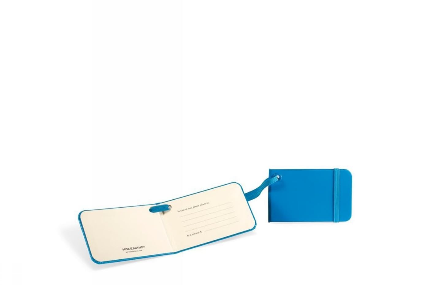 Moleskine Classic Leather Luggage Tag - Cerulean Blue | Durable Travel Accessory for Suitcases & Backpacks | Perfect for Business Trips & Vacations