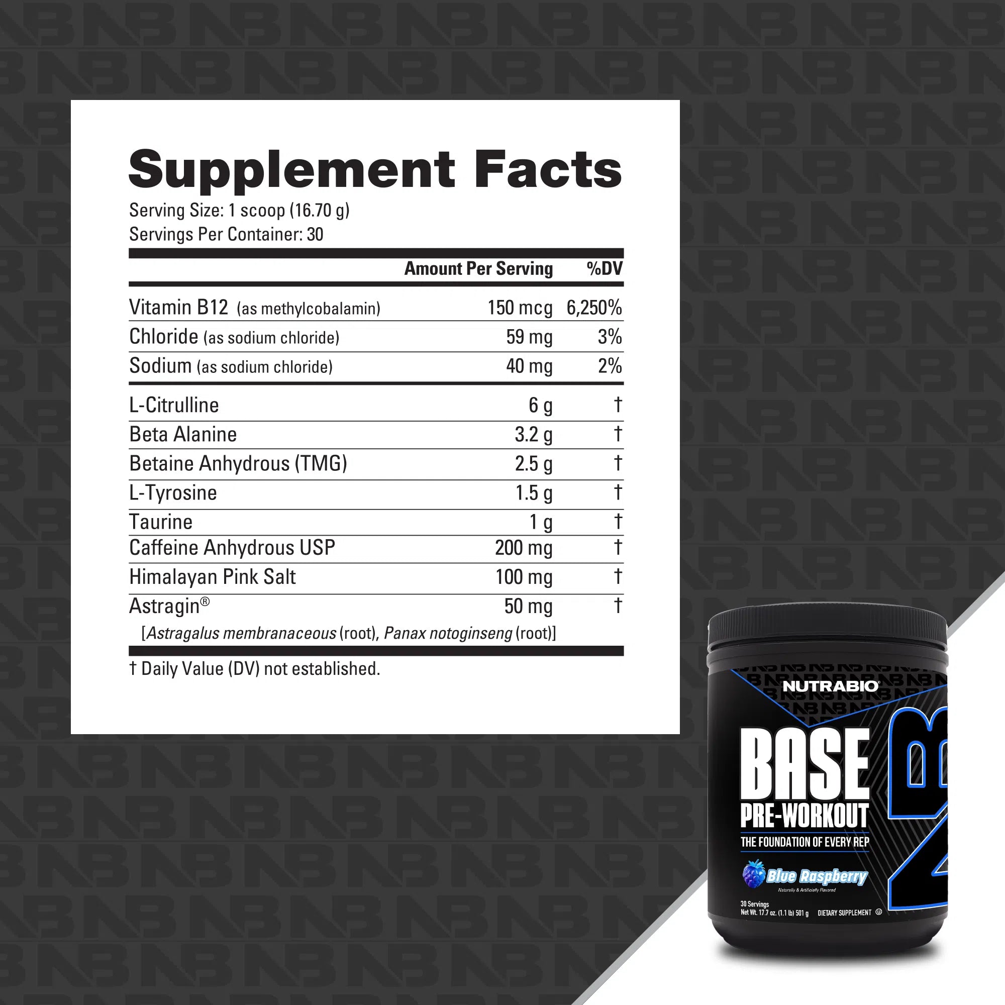 NutraBio Base Pre Workout Powder - Premium Energy & Focus Supplement for Gym, Running & Fitness | Supports Endurance & Muscle Pump