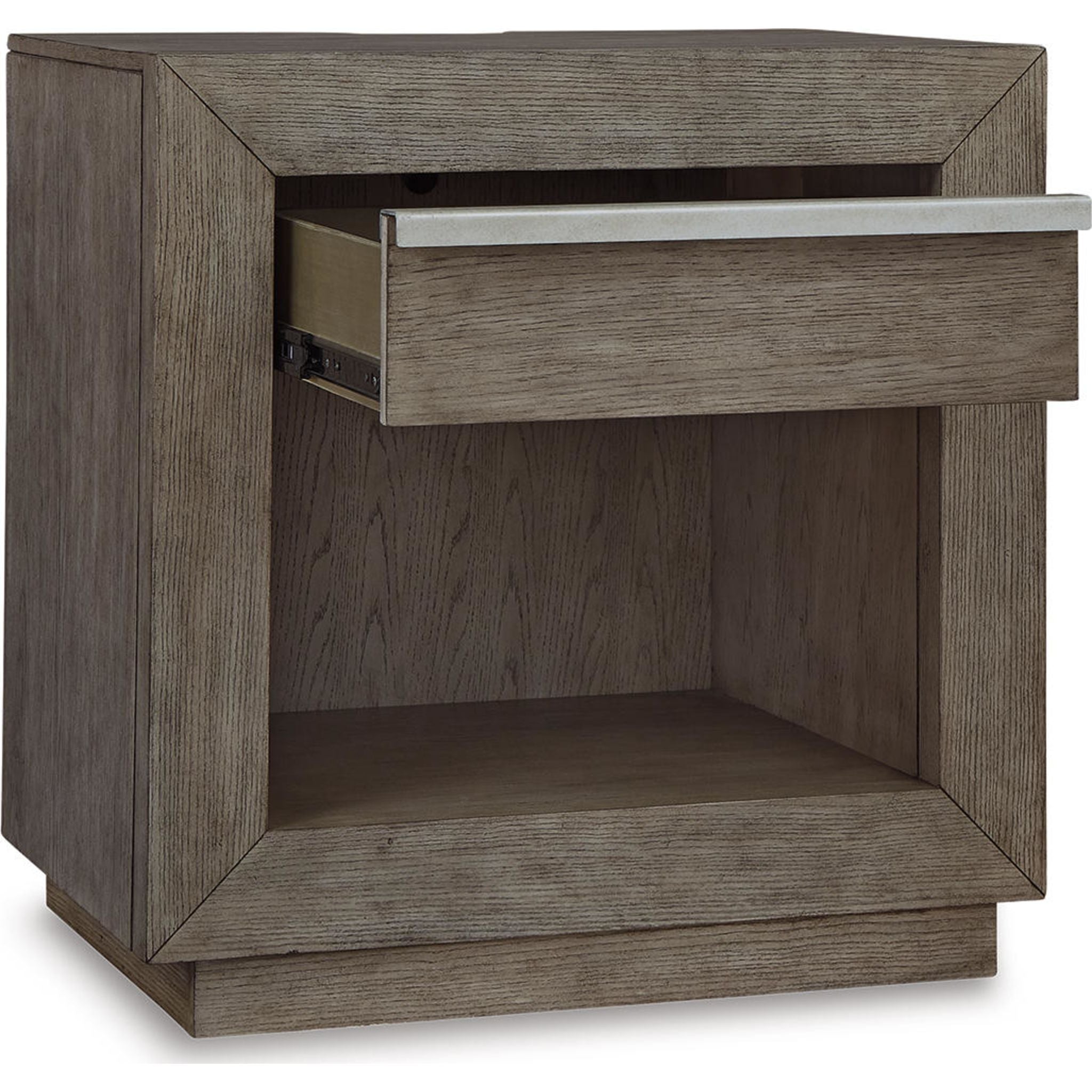 Anibecca Nightstand - Weathered Gray Finish, Modern Bedside Table with Storage Drawer for Bedroom, Living Room, or Office