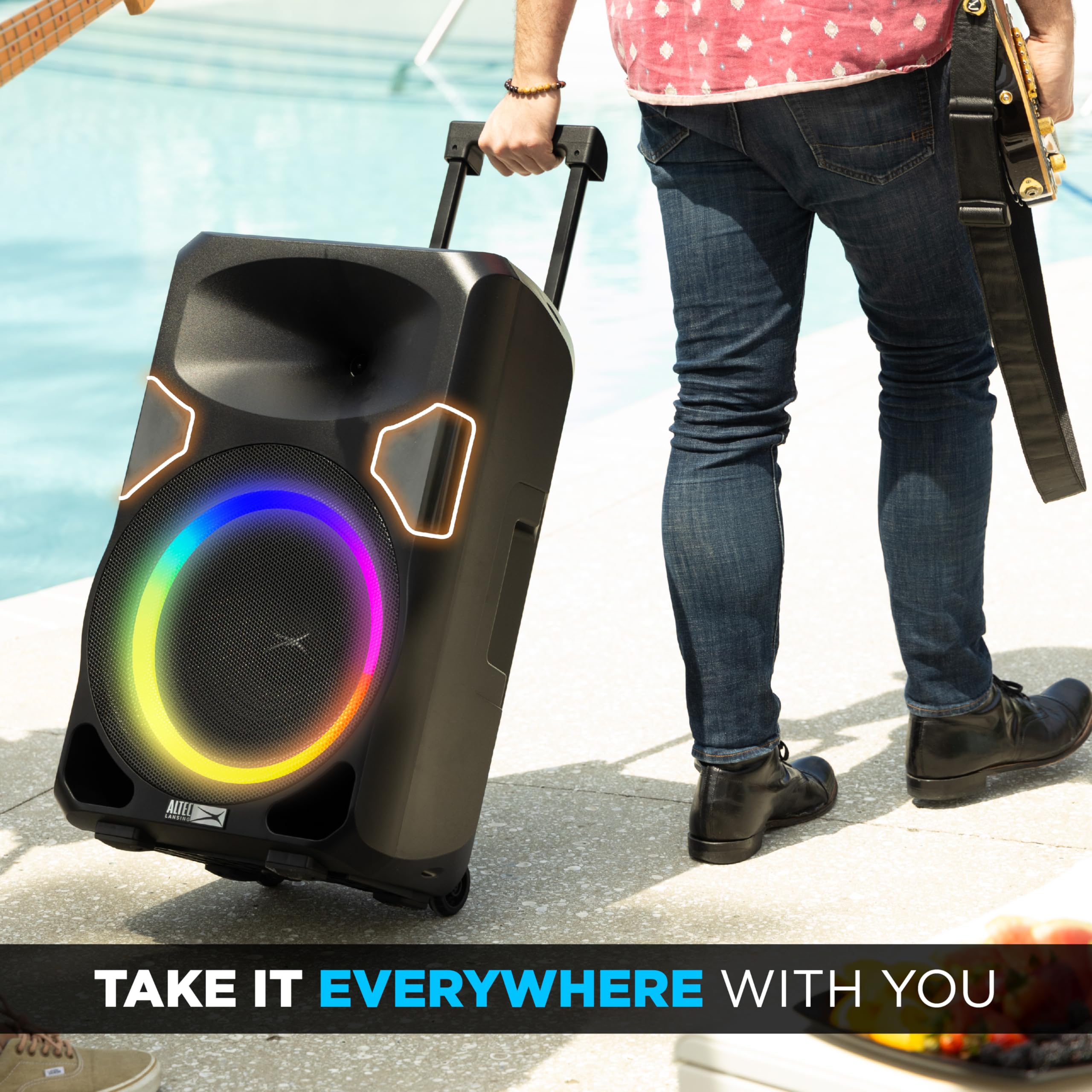 Altec Lansing SOUNDROVER PRO 650 Portable Bluetooth Speaker - 650W Peak Power, Bi-Amplified Sound System with LED Lights & Wireless Mic - Ideal for Home Parties, DJ Events, Karaoke Nights, Outdoor Gatherings & Live Performances