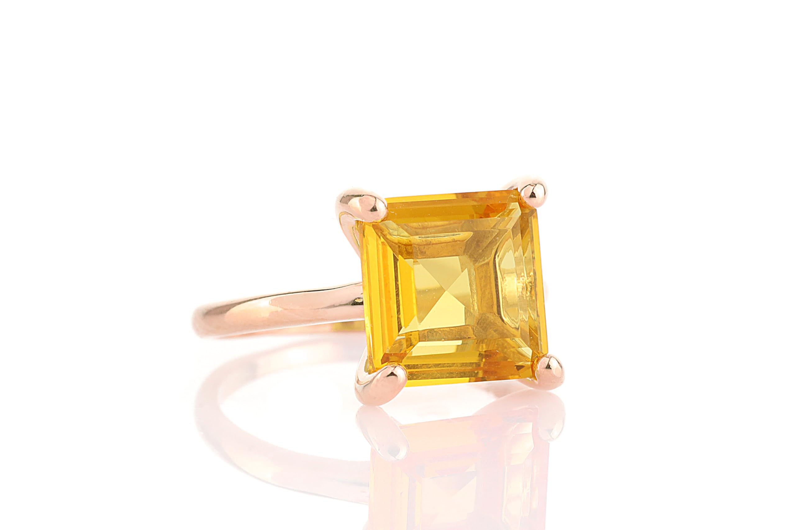 925 Sterling Silver Citrine Ring for Women - 10x10mm Lustrous Custom Jewelry - Perfect for Birthday, Anniversary & Everyday Wear - Elegant Gift with Jewelry Box - Ideal for Office, Date Night & Special Occasions