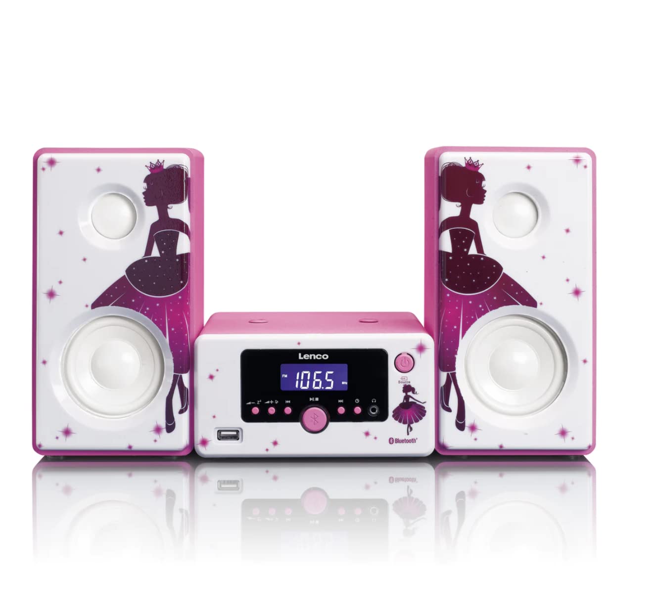 Lenco MC 020 Compact Stereo System with Bluetooth, FM Radio & USB - Wireless Music Streaming for Home, Office & Outdoor Parties