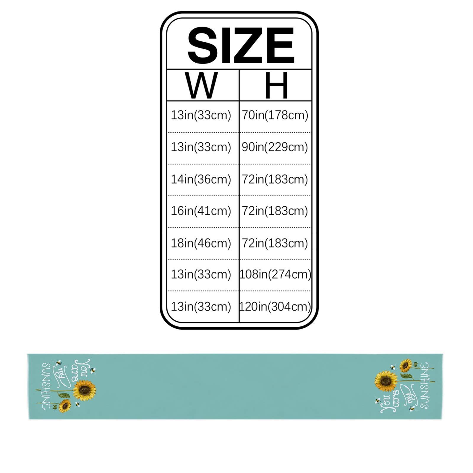 70 Inch Yellow Sunflower Table Runner - Teal Green Summer Tablecloth for Round, Kitchen, Coffee & Dining Tables - Perfect for Living Room Decor & Sunshine-Themed Gatherings