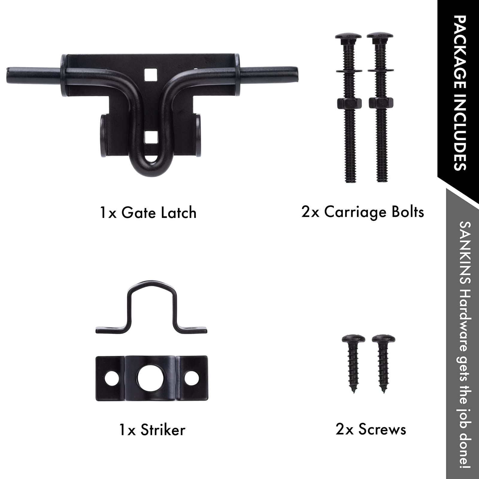 Heavy Duty Slide Bolt Gate Latch - Solid Thickened Steel Sliding Door Lock with Padlock Hole | Secure Wooden Fence, Shed, Yard & Barn Doors | Outdoor Rustproof Hardware for Garden, Farm & Backyard Security