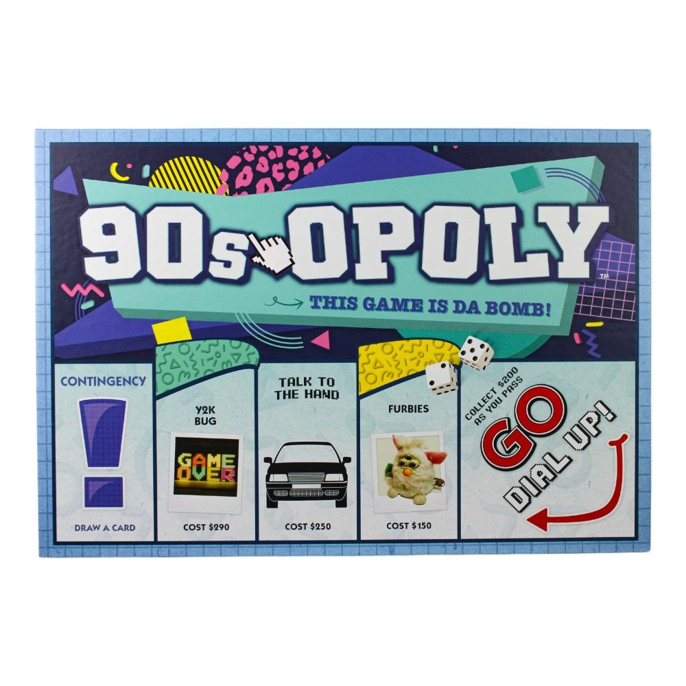90s Opoly Board Game - Nostalgic Monopoly-Style Game with Iconic 90s Pop Culture References | Perfect for Family Game Nights & 90s Themed Parties