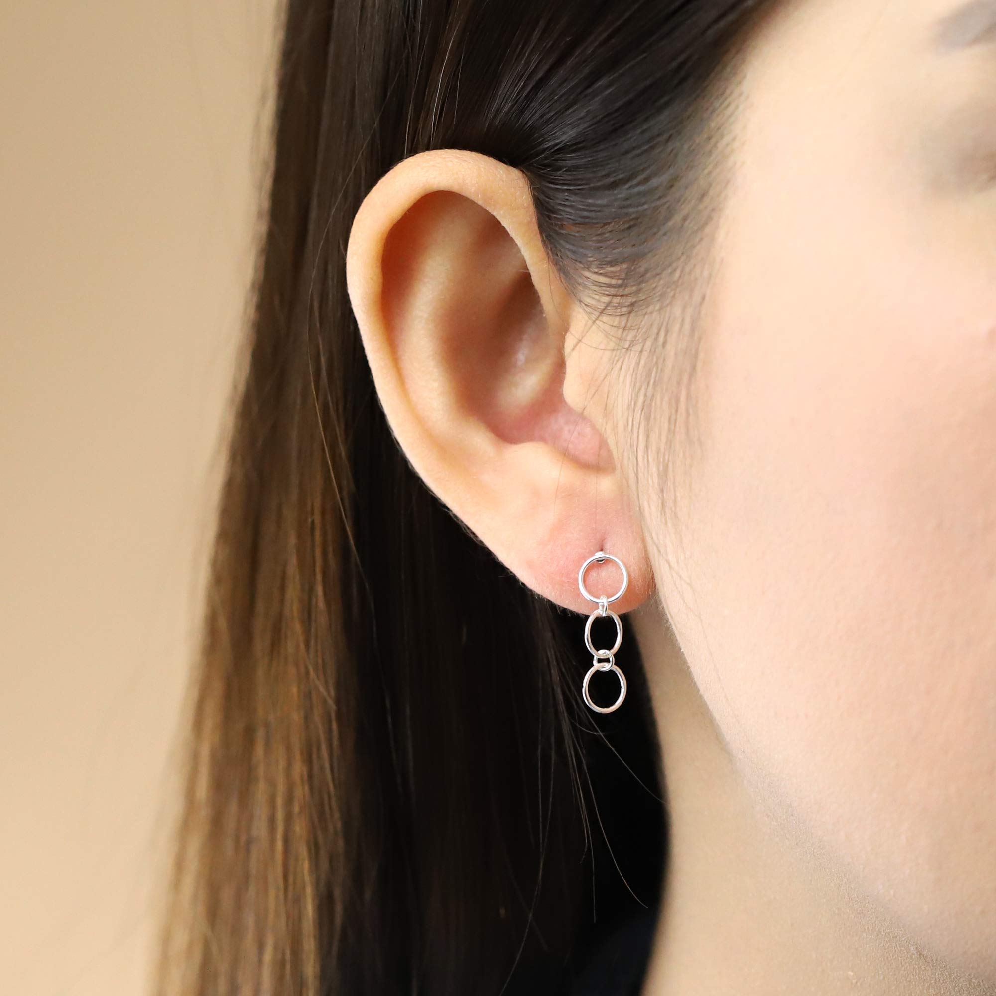 Boma Jewelry Sterling Silver Three Circle Drop Stud Earrings for Women - Minimalist Dainty Everyday Jewelry - Perfect for Work, Date Night & Special Occasions