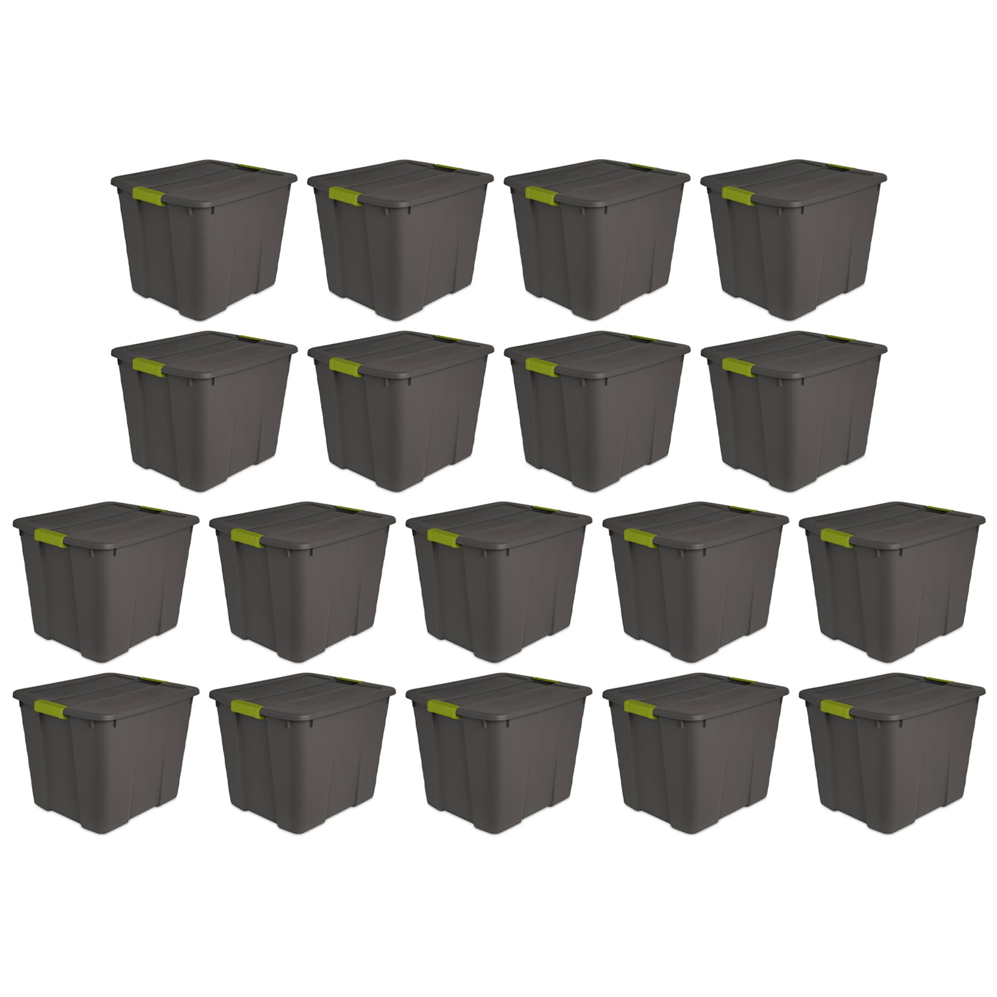 Sterilite 20 Gallon Stackable Plastic Storage Tote Bin with Secure Latching Lid - 18 Pack Gray - Perfect for Home, Garage, Basement & Office Organization - Heavy Duty Storage Containers for Clothes, Toys, Holiday Decorations & More