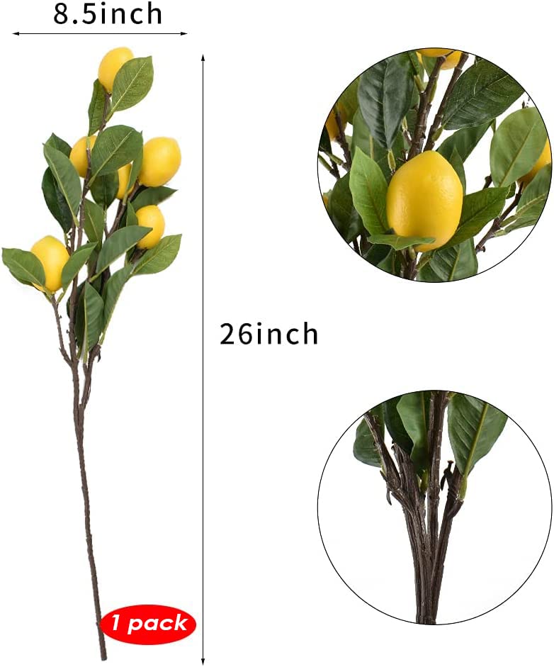 Highly Realistic Artificial Lemon Branches - Lifelike Fake Lemon Stems for Vase, Home & Party Decor (1 Piece) | Perfect for Wedding Centerpieces, Table Arrangements & DIY Floral Displays