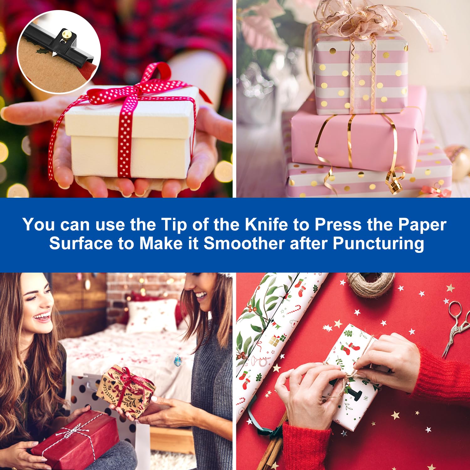 Premium Wrapping Paper Cutter - Upgraded Steel Blade, Sliding & Replaceable Design for Christmas, Birthday & Holiday Gift Wrapping - Black (Perfect for Home, Office & Crafting Projects)