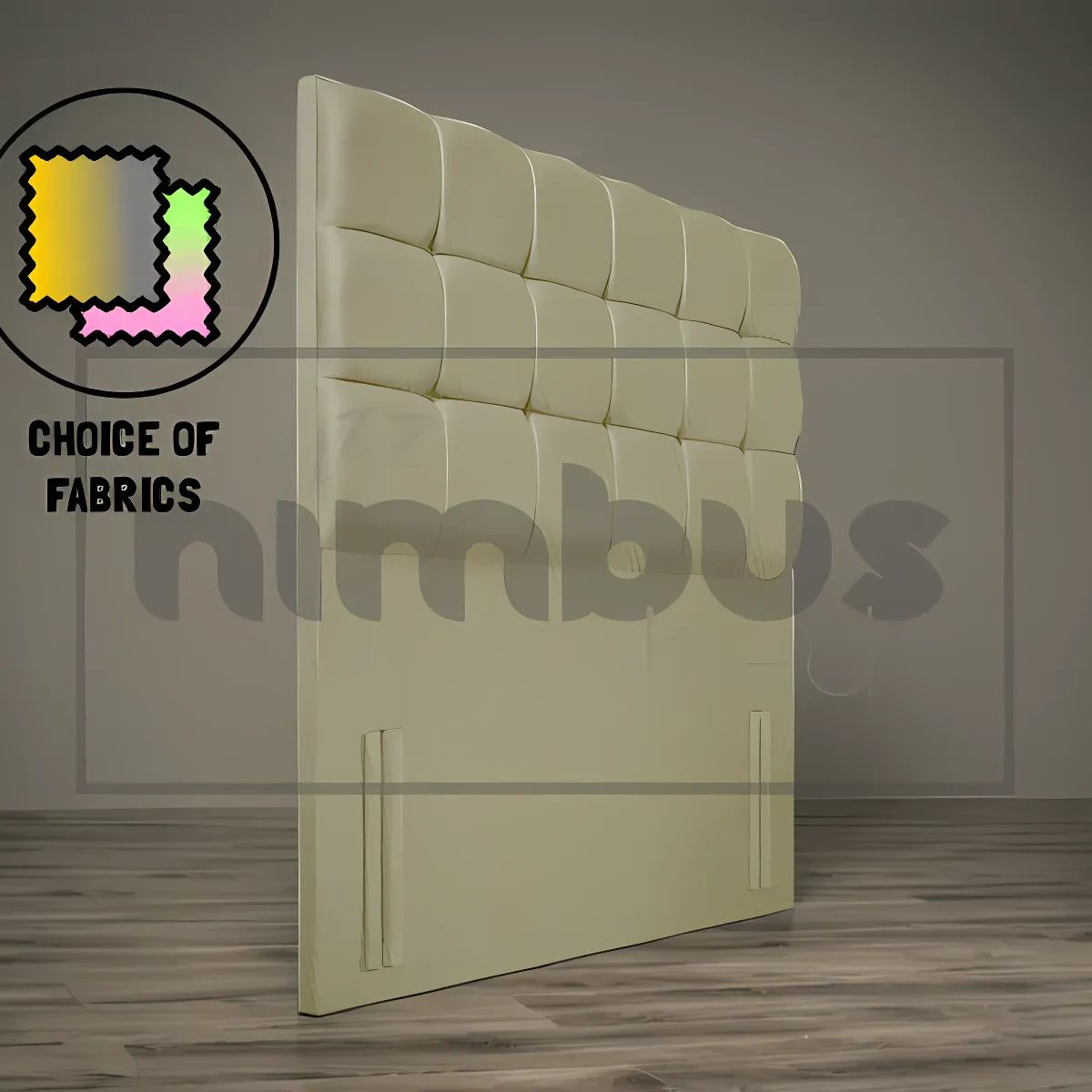 Modern Floor Standing Cube Headboard - Upholstered Bed Frame with Storage & LED Lights - Perfect for Small Bedrooms, Apartments & Dorm Rooms