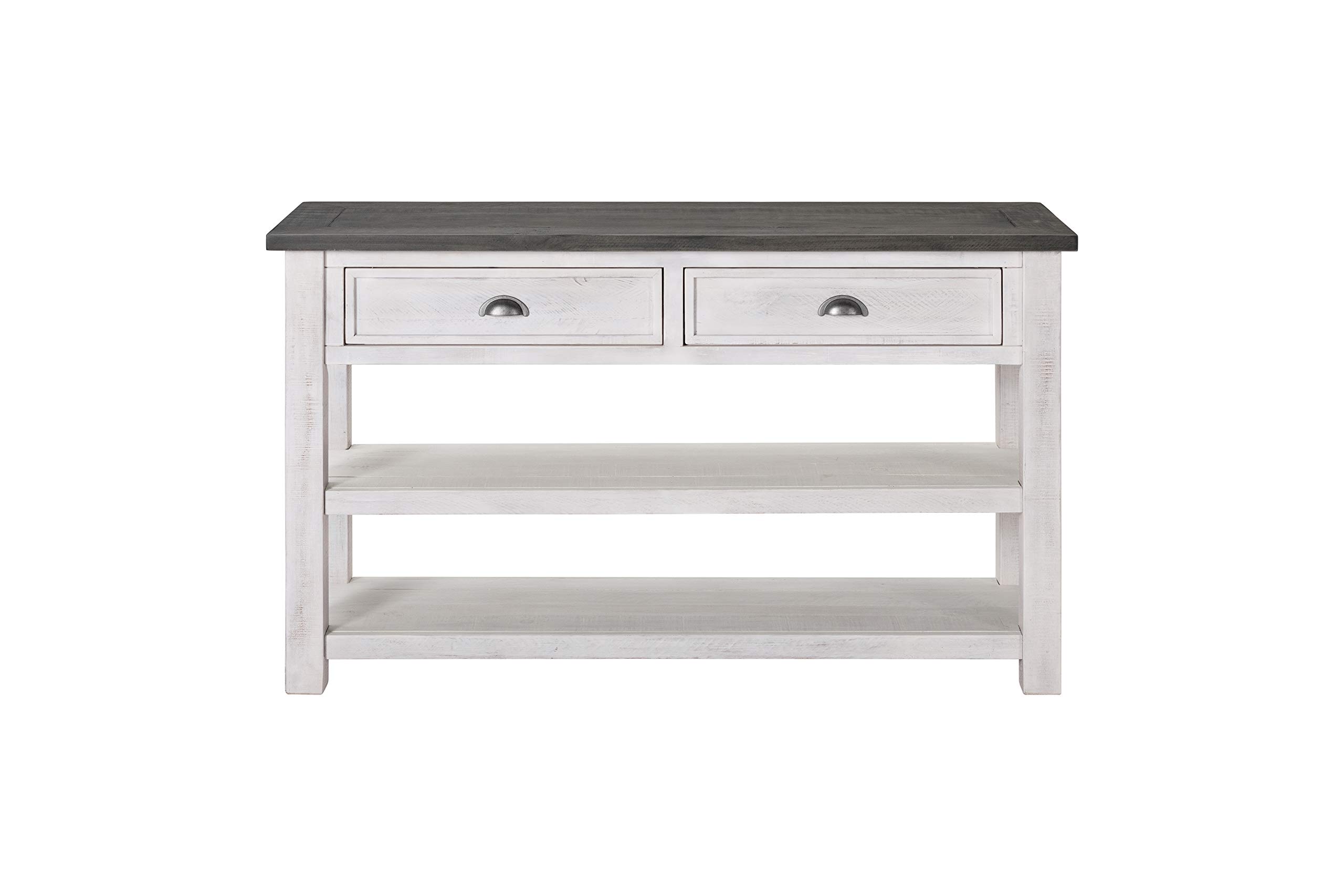 **Martin Svensson Home Monterey Solid Wood Sofa Console Table - White with Grey Top - Perfect for Living Room, Entryway & Hallway Decor**