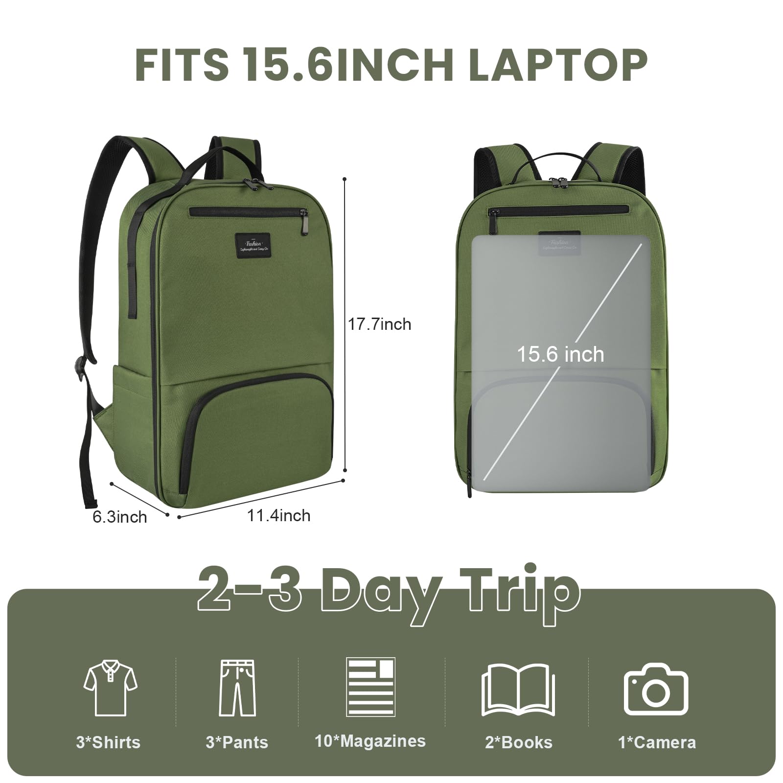 Durable Water Resistant 15.6 Inch Laptop Backpack for College Teens & Adults - School, Travel & Work Backpack with Hidden Pockets - Perfect for Students, Commuters & Business Professionals
