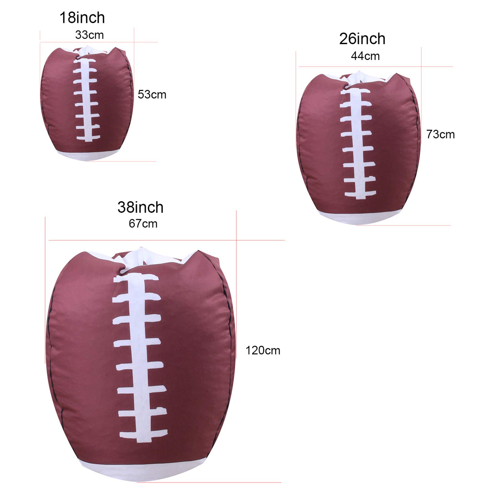 Premium 18-inch Beanbag Covers for Plush Toy Storage - Durable Stuffed Animal Organizer with Rugby Design | Perfect for Kids' Room, Playroom & Nursery Organization