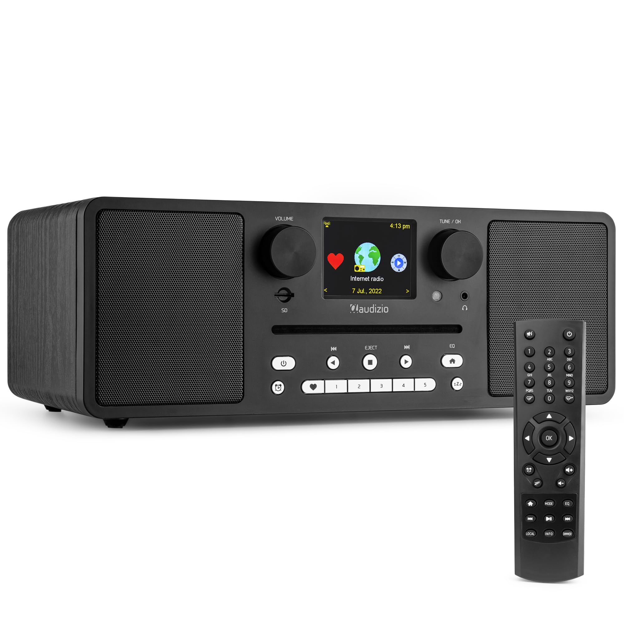 Audizio Naples Portable DAB/FM Radio with Bluetooth, CD Player & Internet Radio - Wireless Speaker for Home, Office, Travel & Outdoor Use - Black Digital Radio with Long Battery Life