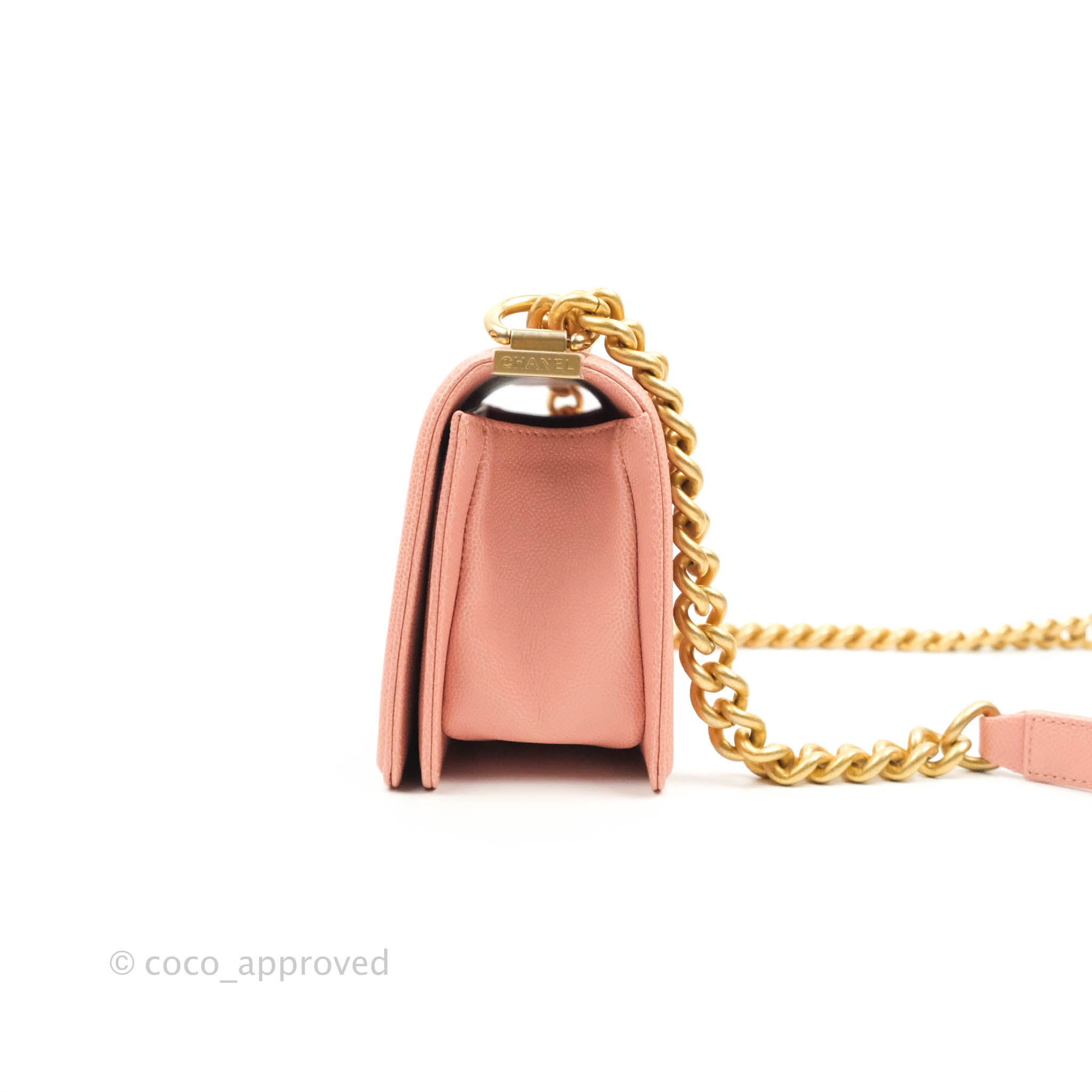Chanel Boy Small Pink Caviar Gold Hardware Handbag - Luxury Designer Crossbody Bag for Women | Perfect for Date Night, Parties & Special Occasions