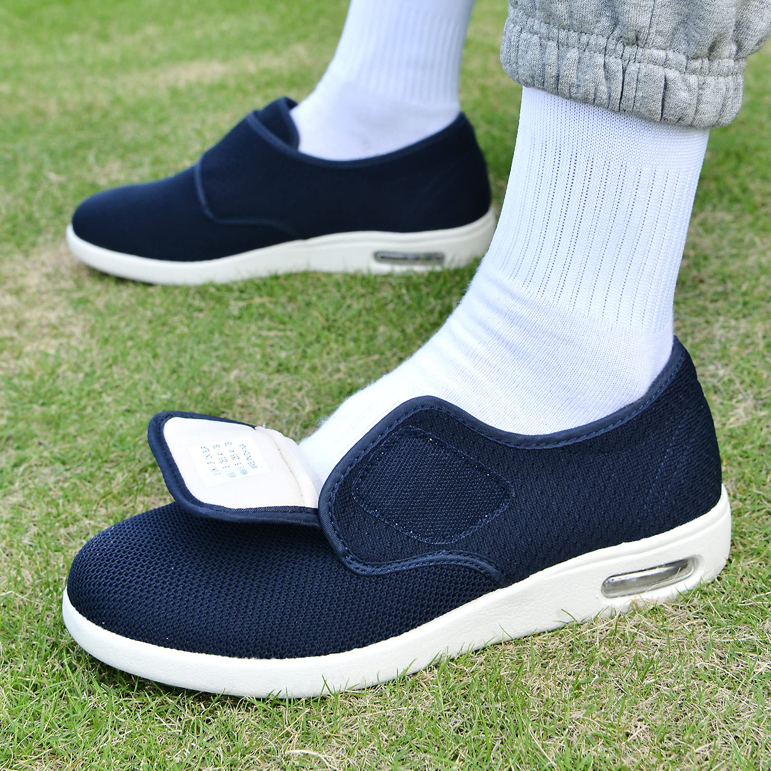 JBTNBX Men's Wide Width Diabetic Shoes - Adjustable Closure, Lightweight & Breathable Walking Sneakers for Elderly, Edema, Plantar Fasciitis & Swollen Feet - Ideal for Daily Walking, Nursing & Comfortable Foot Care