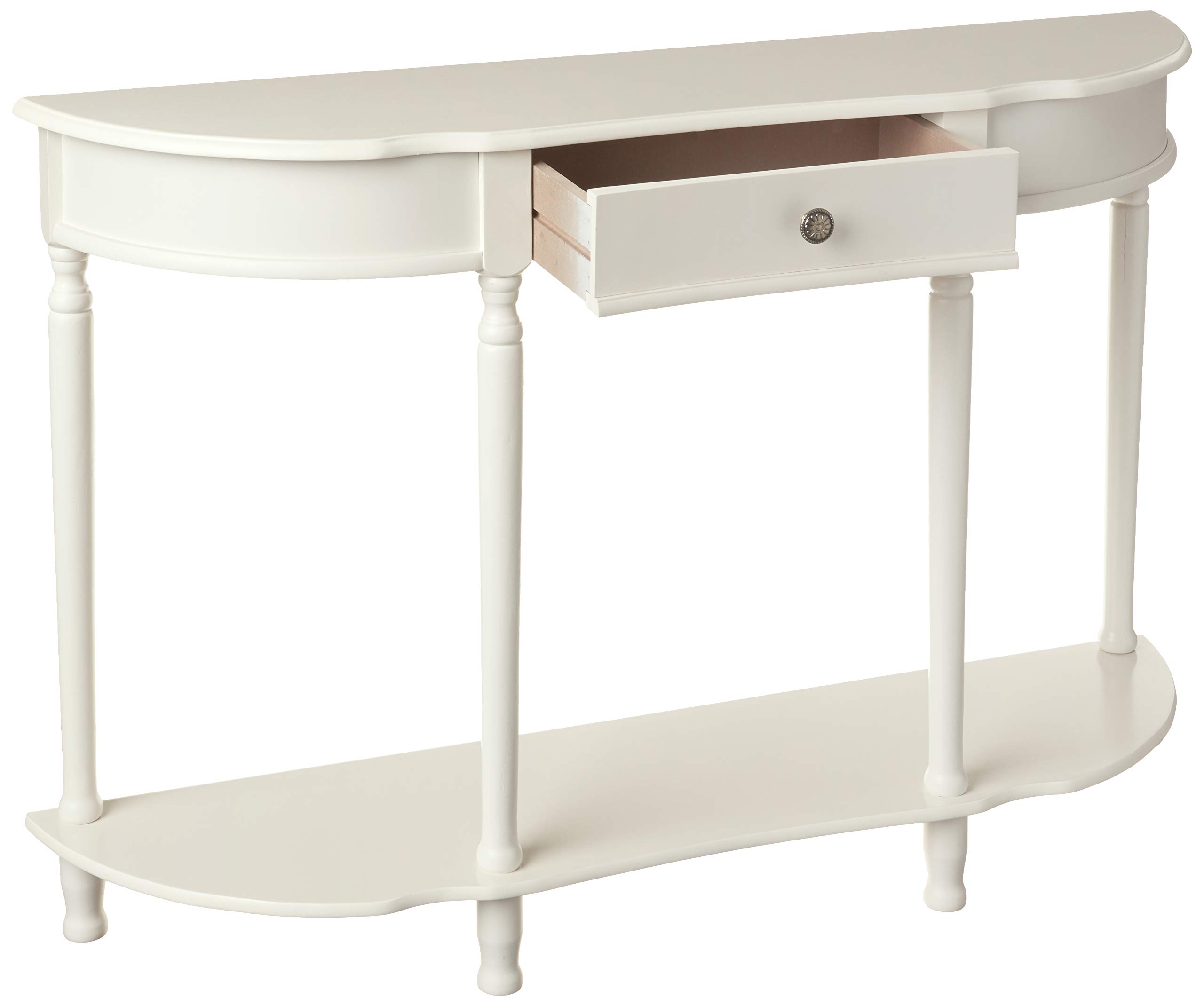 Frenchi Home Furnishing Canterbury End Table & Console Sofa Table Set with Drawer - White Modern Living Room Furniture for Small Spaces, Bedside, Entryway & Hallway Decor