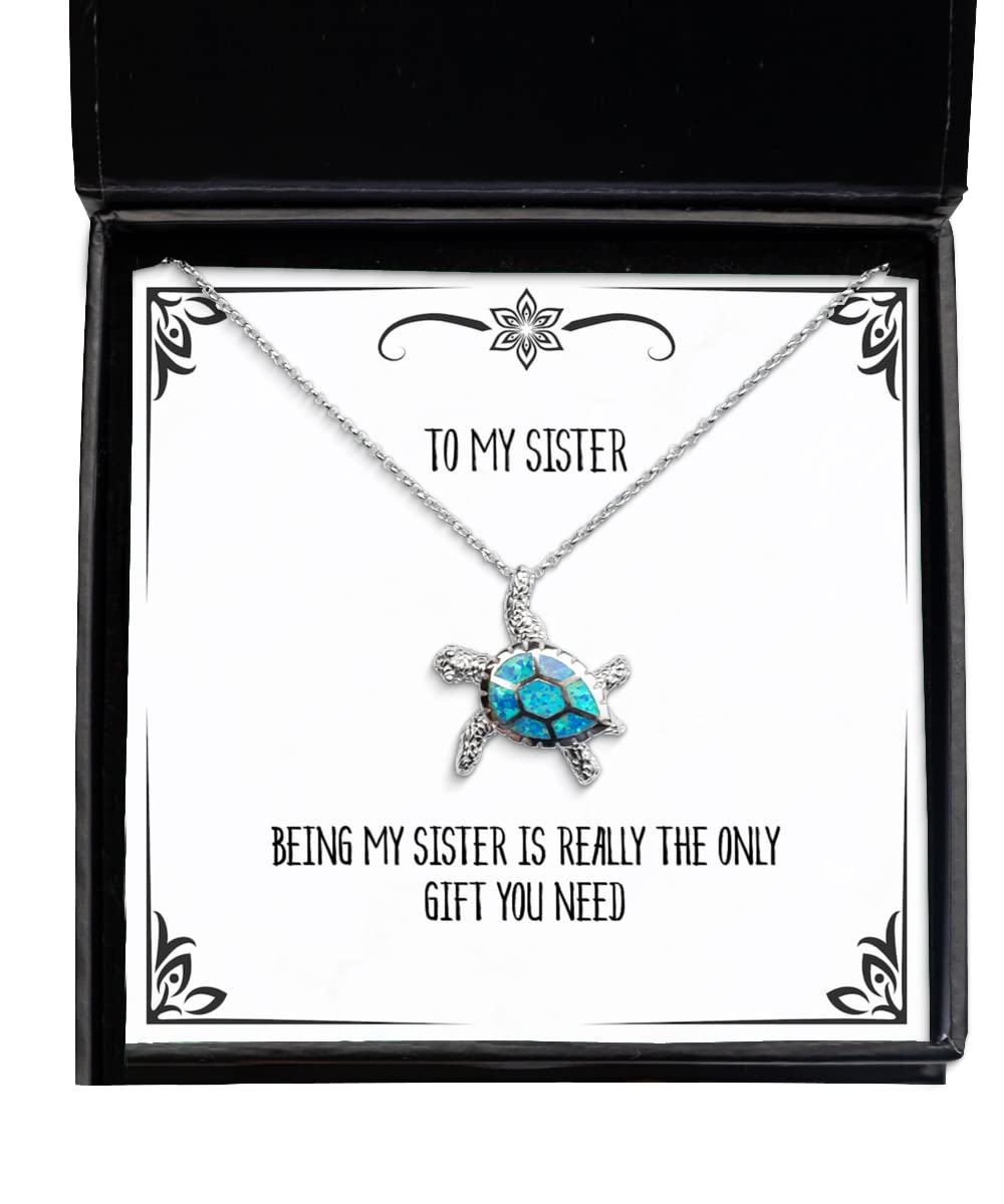 Beautiful Opal Turtle Necklace for Sister - Thoughtful Christmas Gift Idea | Sister Birthday Present | Elegant Jewelry for Women | Perfect for Holidays, Anniversaries & Special Occasions