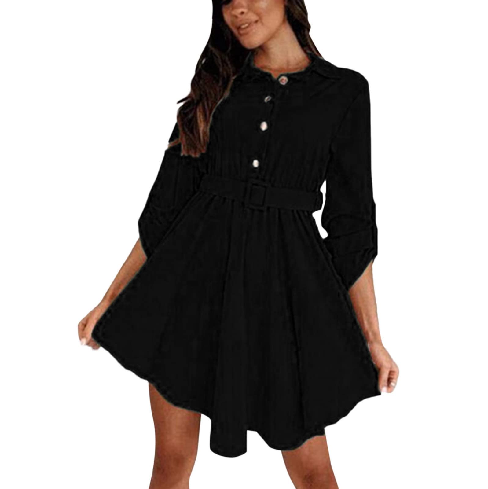 Stylish Women's Long Sleeve Shirt Dress - Business Casual Belted Office Wear for Professional Ladies | Perfect for Work, Meetings & Formal Events