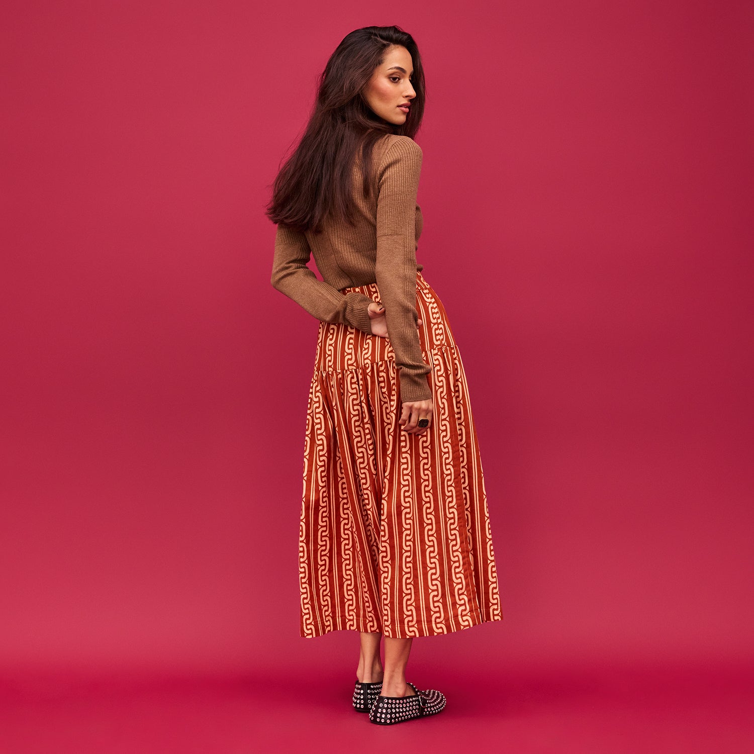 Fidel Midi Skirt for Women - Elegant A-Line Flowy Skirt with Pockets, Perfect for Office, Casual & Date Night Outfits