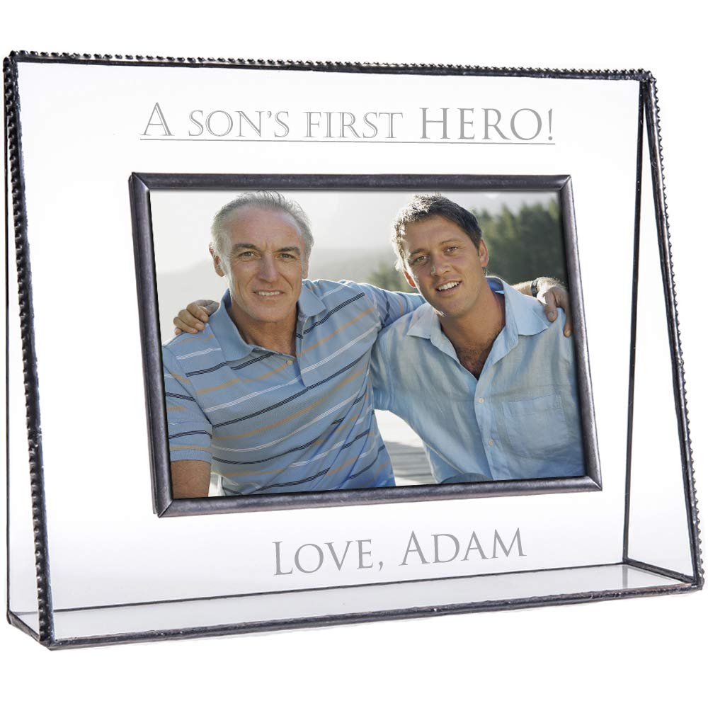 Personalized Dad Picture Frame - Engraved Glass Keepsake for Father's Day & Birthday - Home & Office Decor