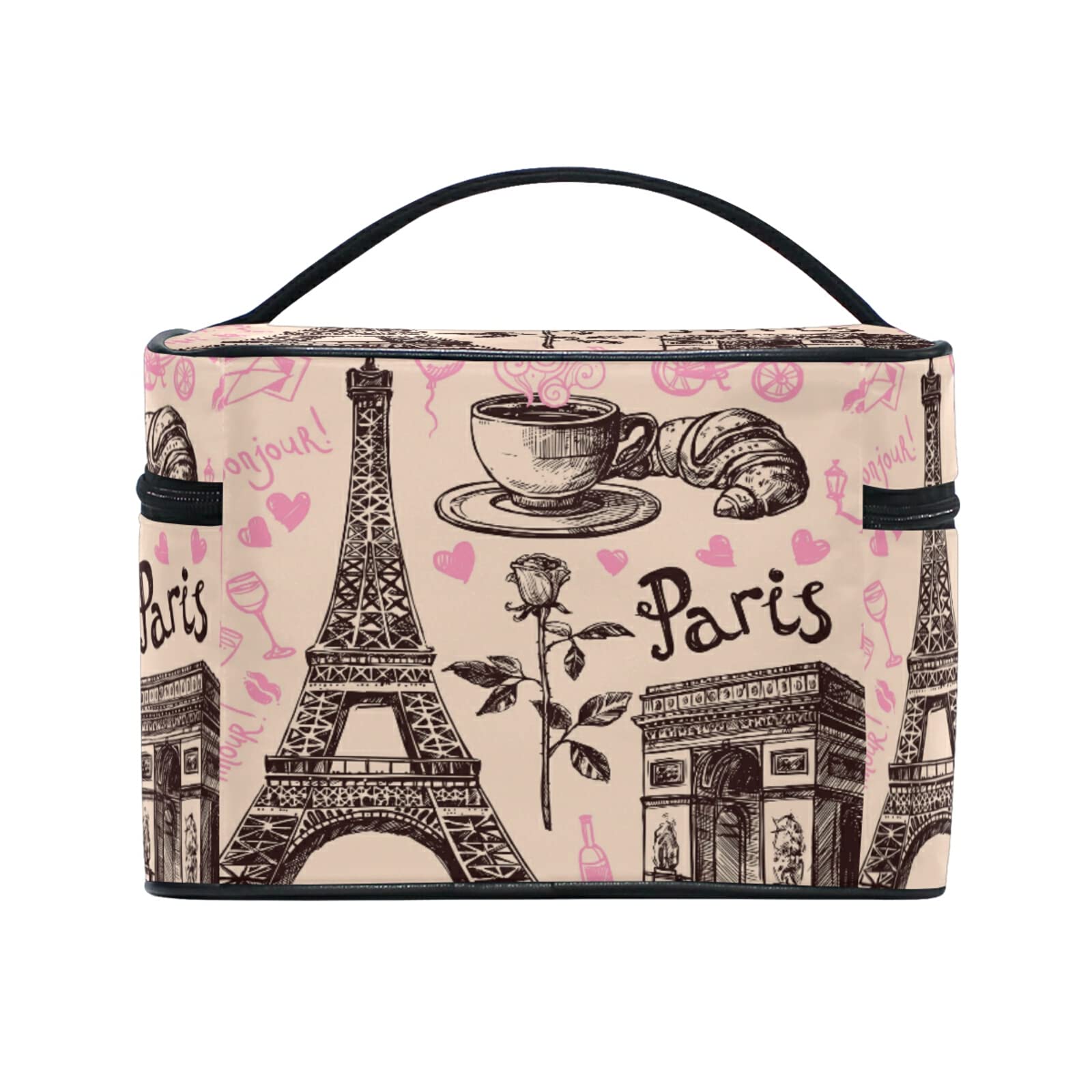 Stylish Paris Eiffel Tower Makeup Bag for Women - Waterproof Cosmetic & Toiletry Travel Organizer - Perfect for Travel, Gym, and Daily Essentials Storage