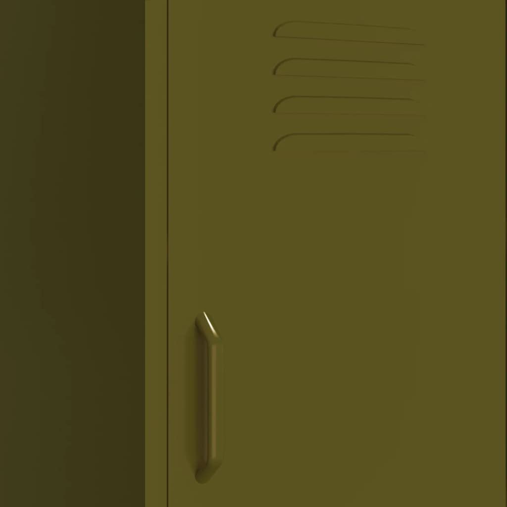vidaXL Olive Green Steel Storage Cabinet with Adjustable Shelves - 16.7