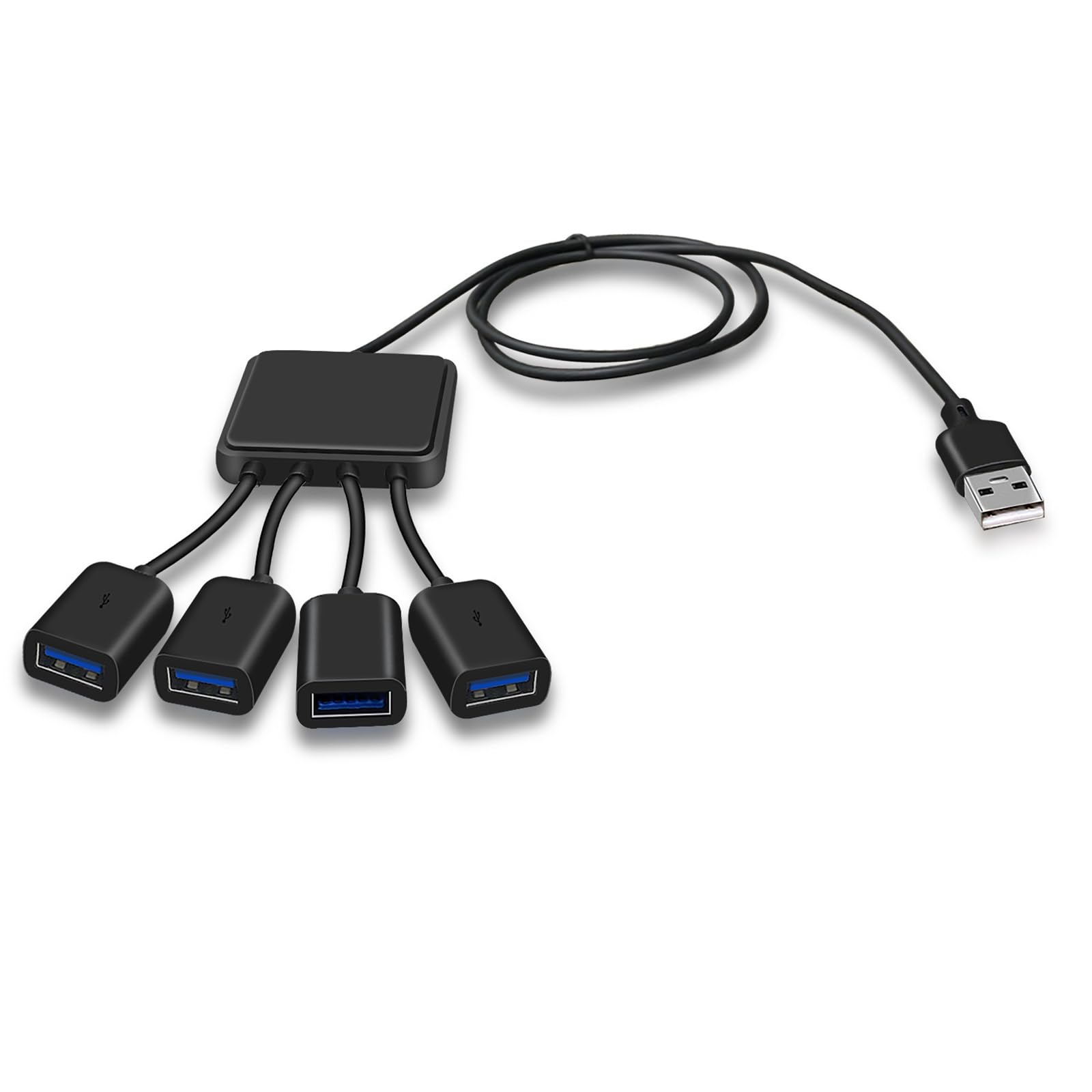 4-Port USB Hub with Fast Charging - High-Speed Data Transfer for Laptop, PC, USB Fan, Mouse, Keyboard & External Drives | Portable USB Splitter for Home, Office & Travel Use