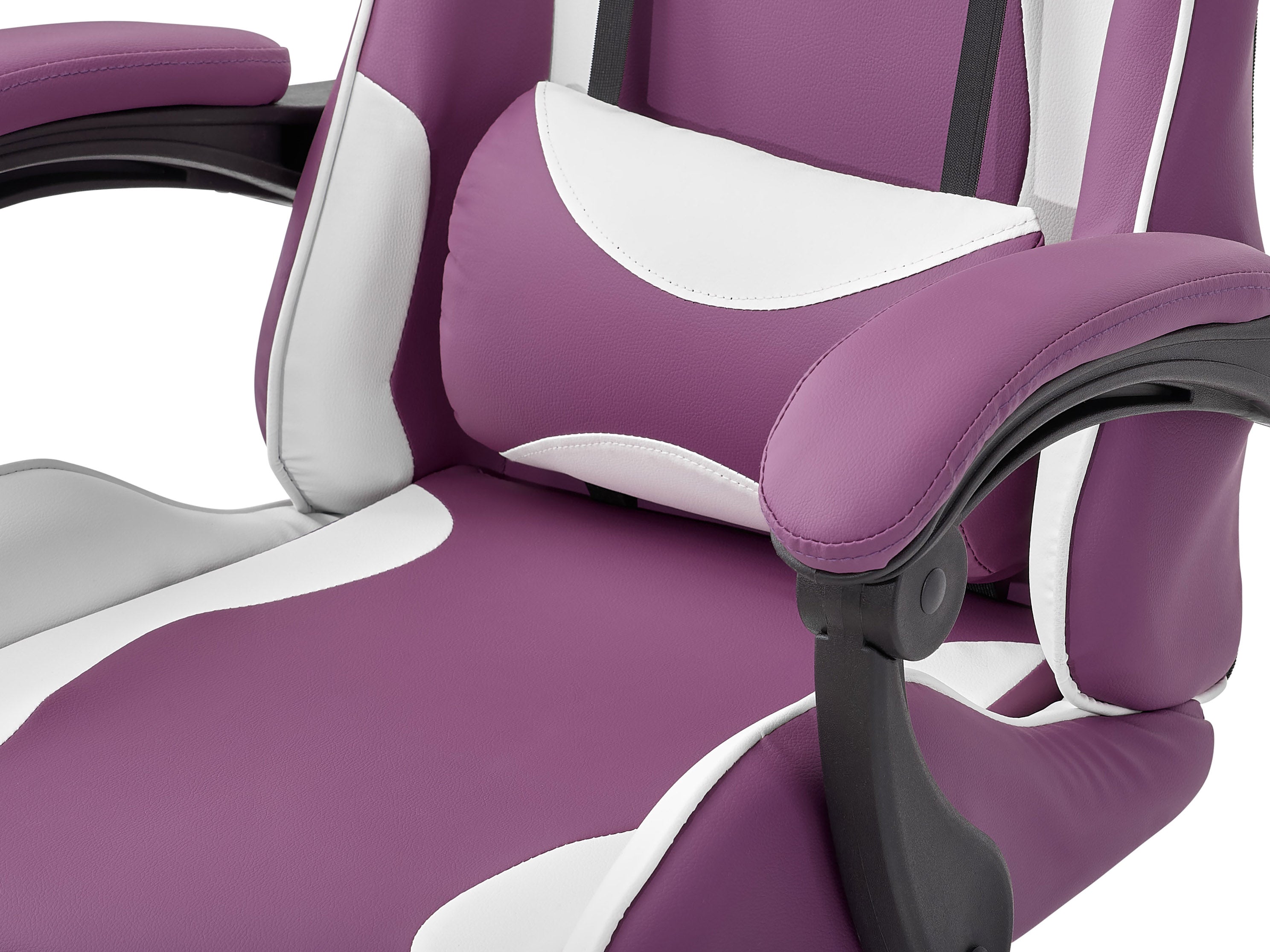 Ergonomic Purple and White Gaming Office Chair - Adjustable Height, Lumbar Support for PC & Desk - Perfect for Gamers, Home Office & Streaming Setup